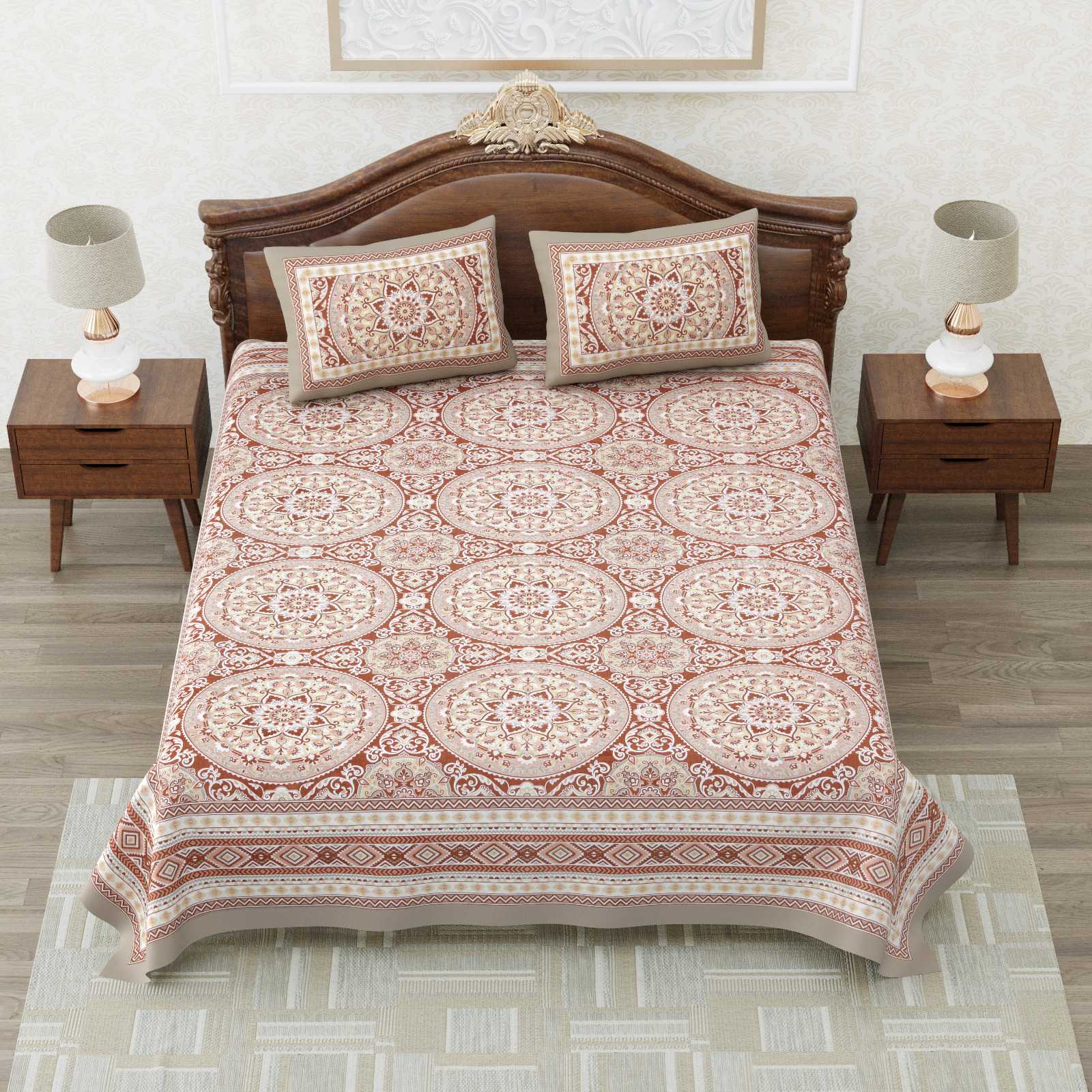 heritage king size cotton nwe trendy colours bedsheet with matching pillow cover