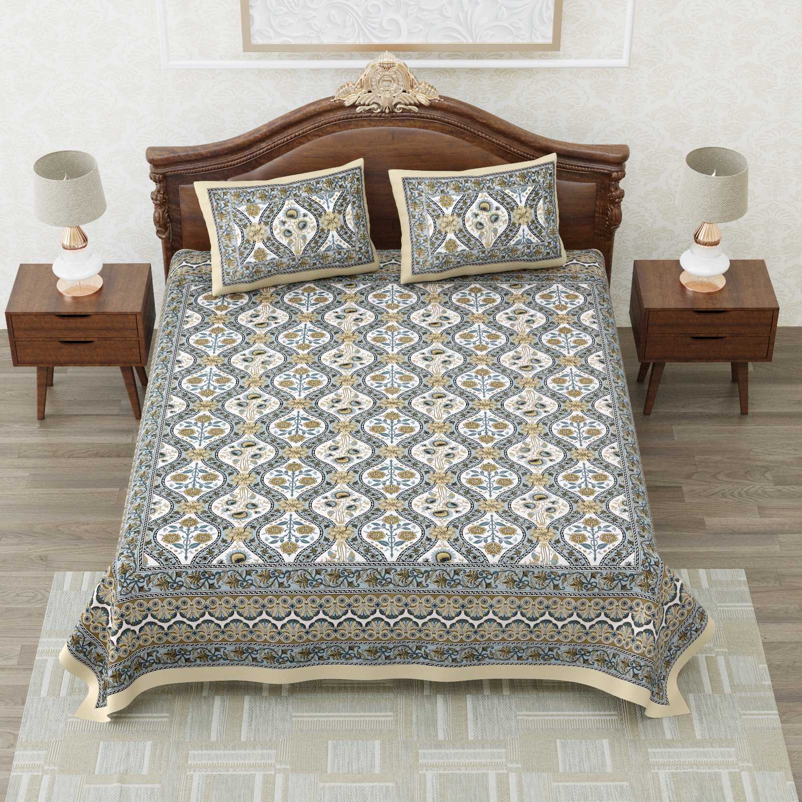 heritage king size cotton nwe trendy colours bedsheet with matching pillow cover