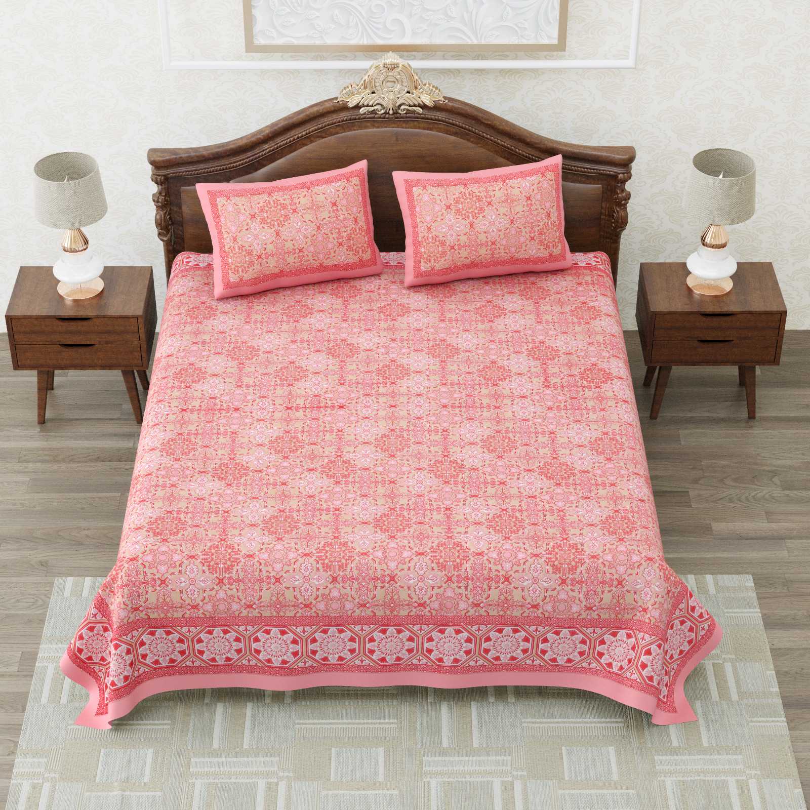 heritage king size cotton nwe trendy colours bedsheet with matching pillow cover
