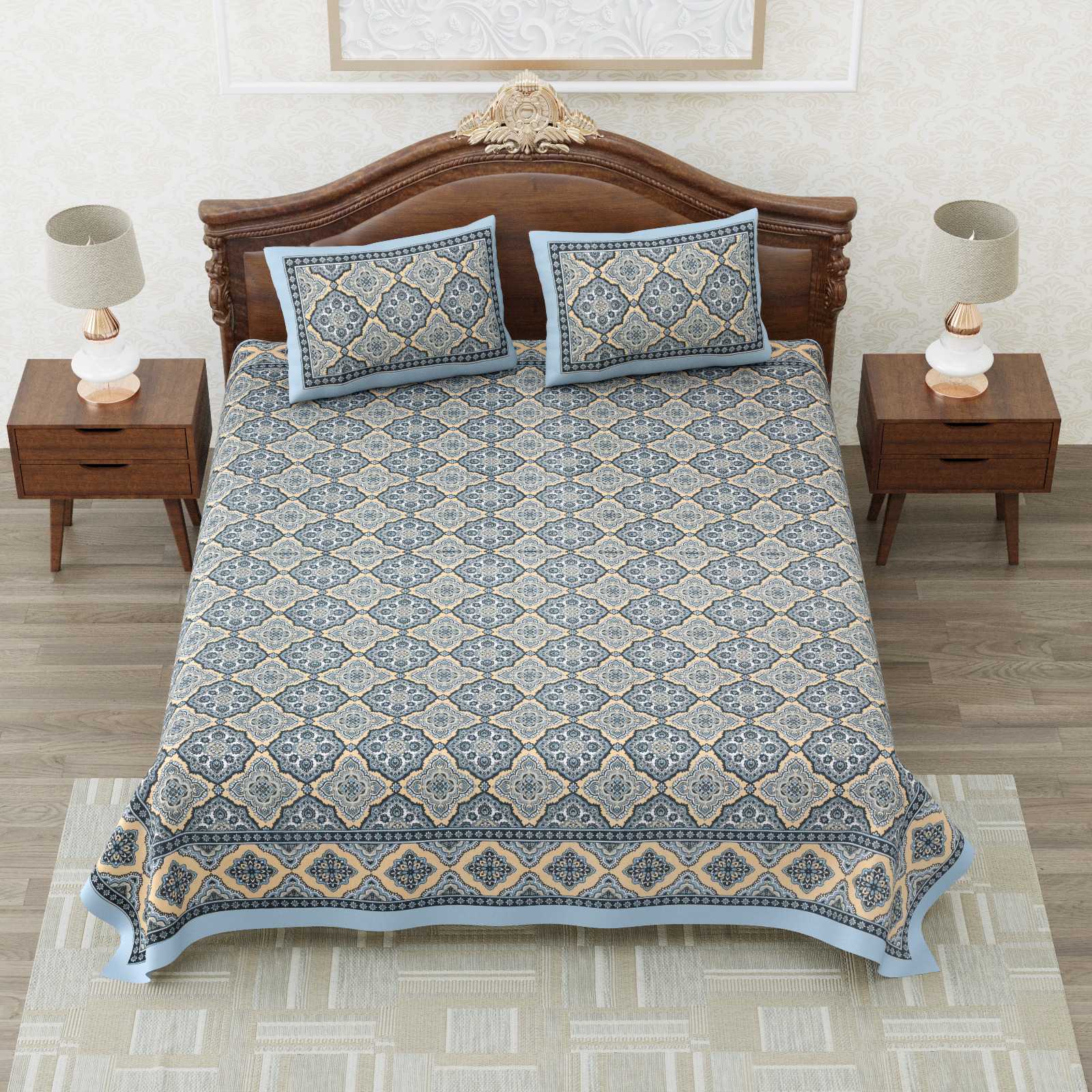 heritage king size cotton nwe trendy colours bedsheet with matching pillow cover