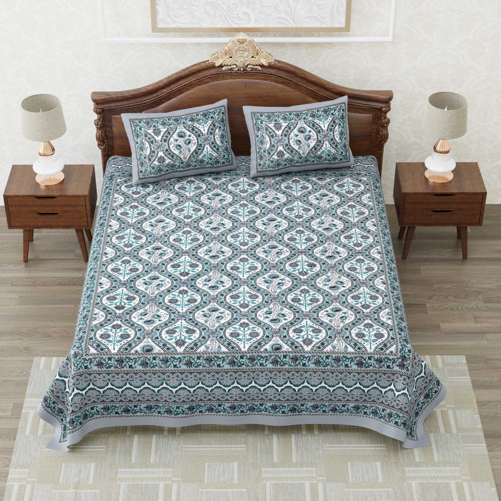 heritage king size cotton nwe trendy colours bedsheet with matching pillow cover