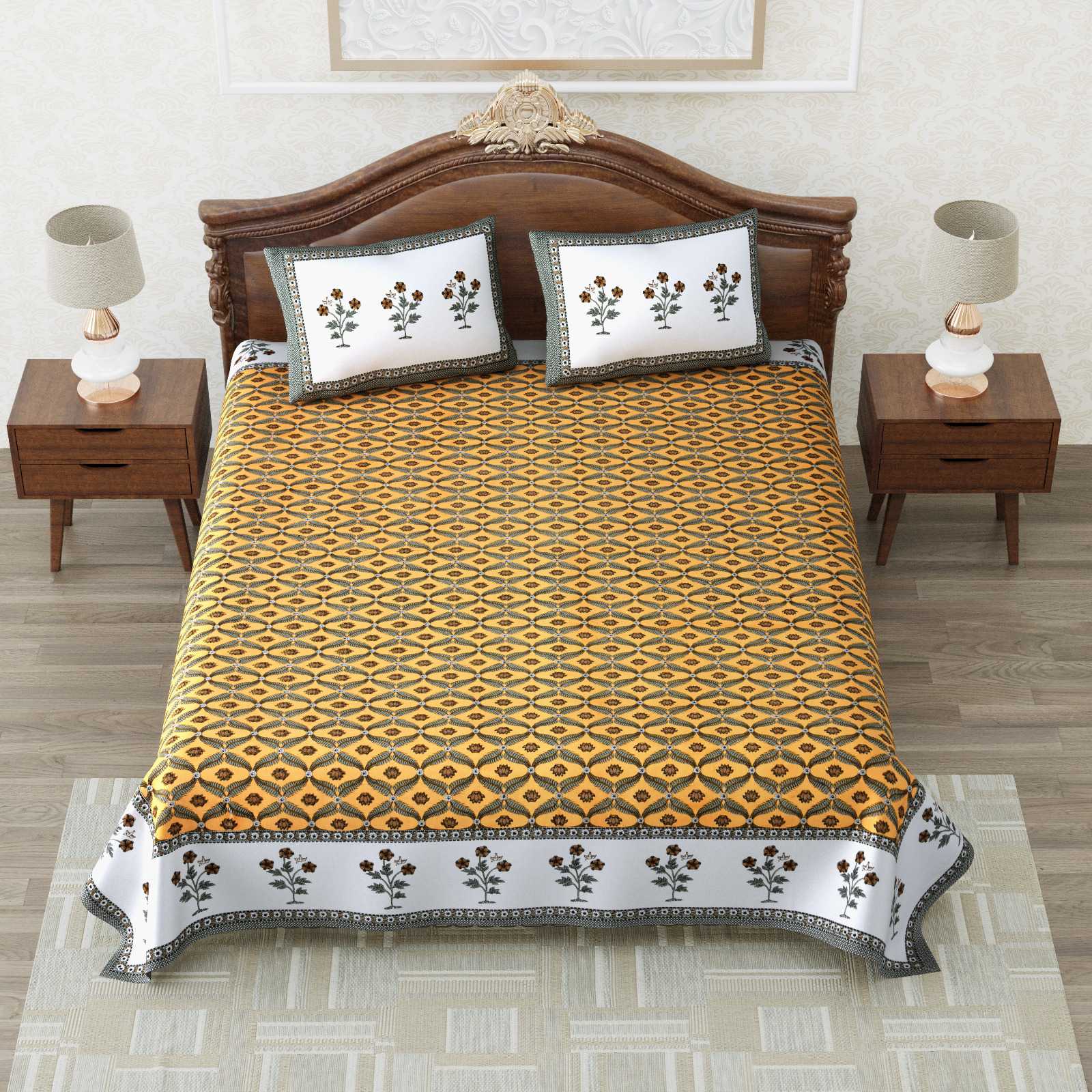 heritage king size cotton nwe trendy colours bedsheet with matching pillow cover