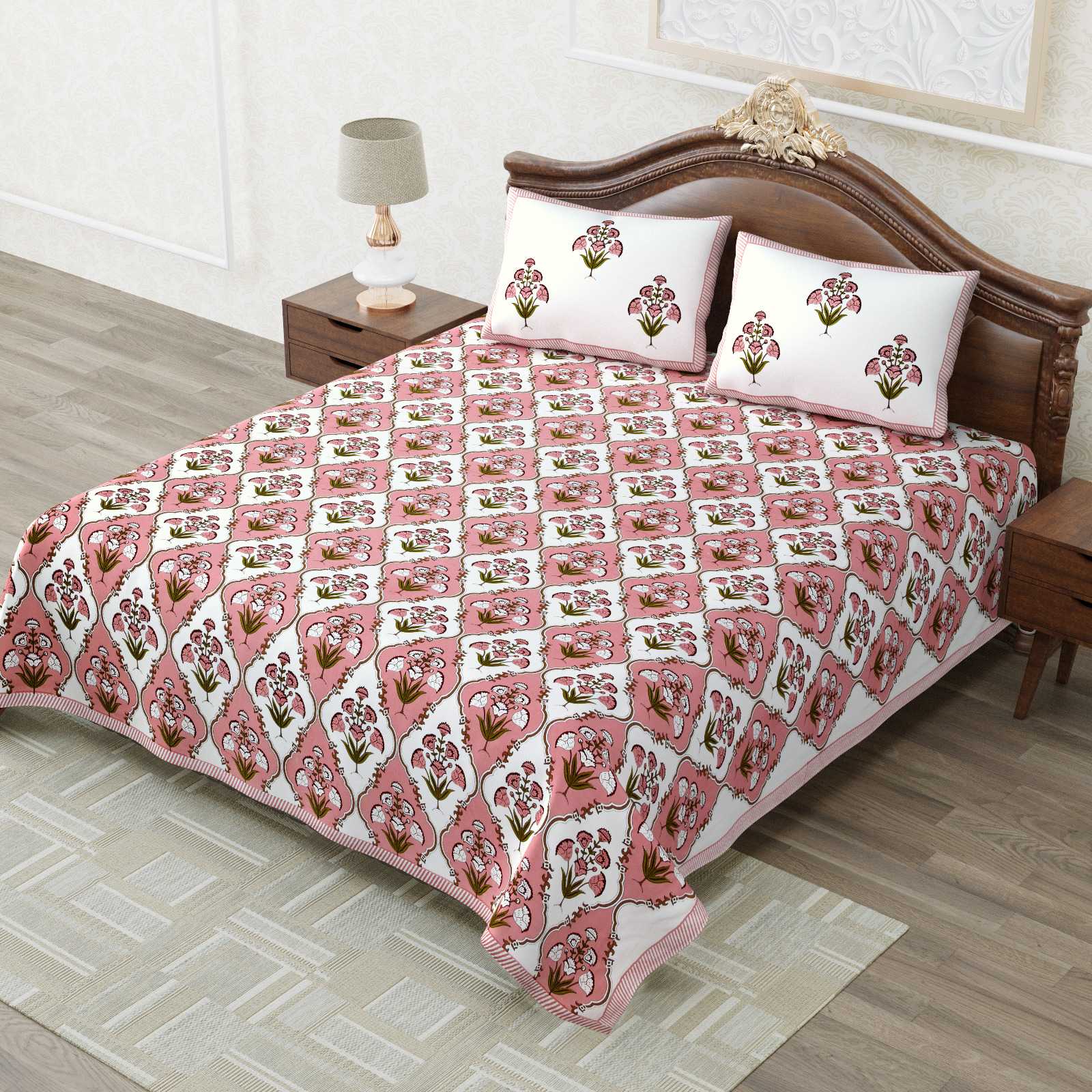 heritage king size cotton nwe trendy colours bedsheet with matching pillow cover