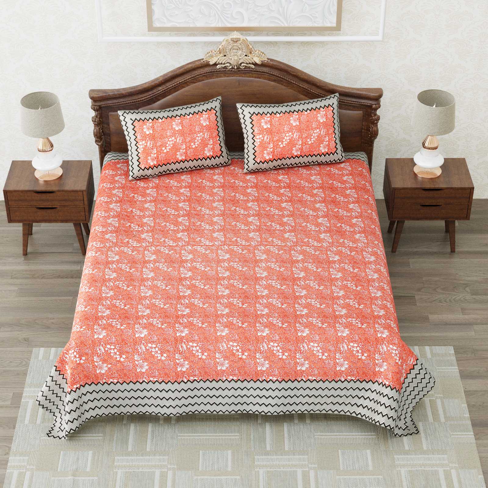 heritage king size cotton nwe trendy colours bedsheet with matching pillow cover
