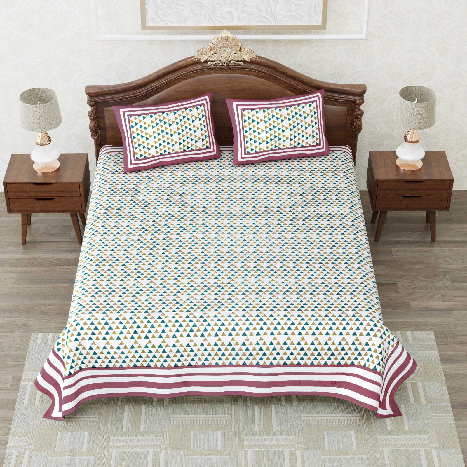 heritage king size cotton nwe trendy colours bedsheet with matching pillow cover