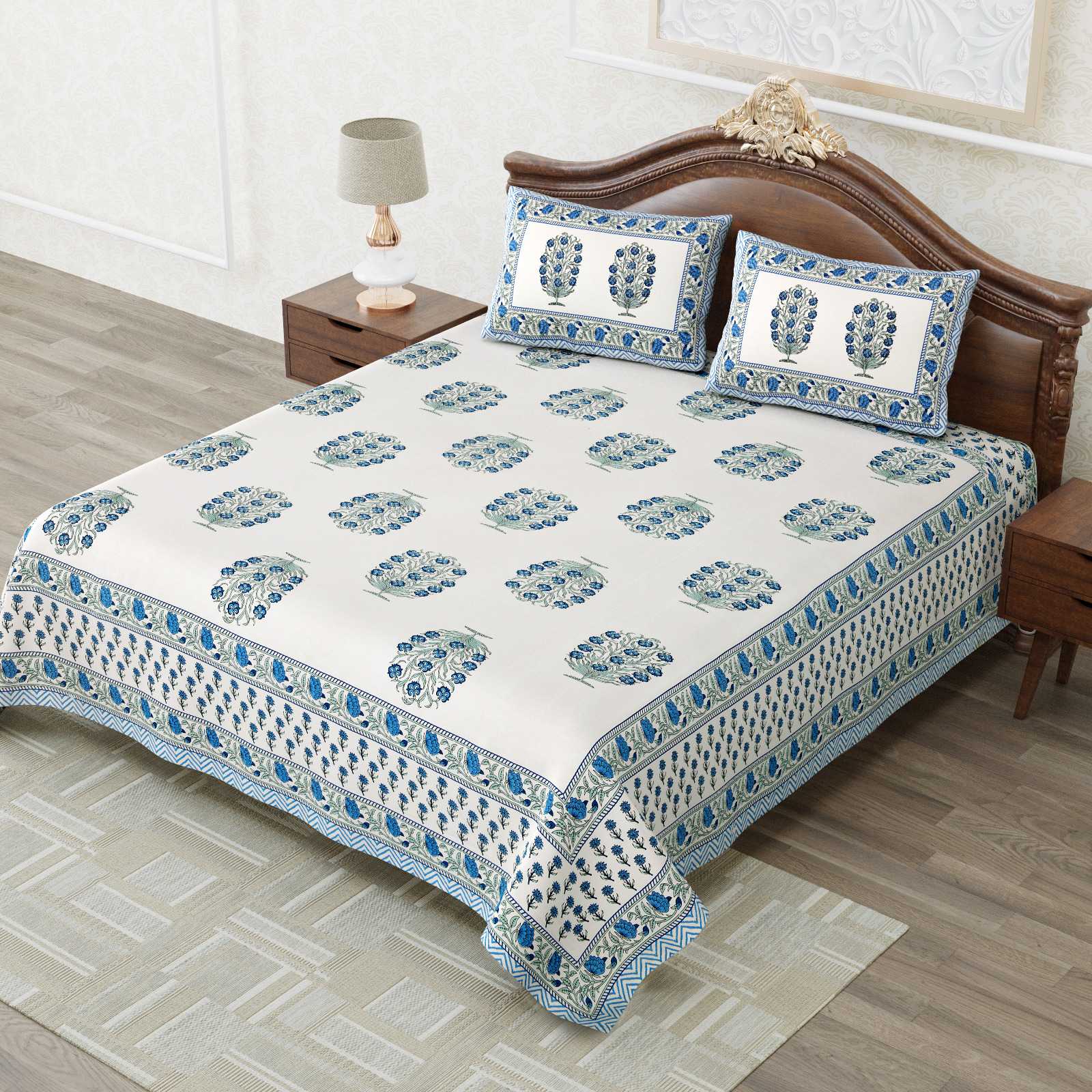 heritage king size cotton nwe trendy colours bedsheet with matching pillow cover