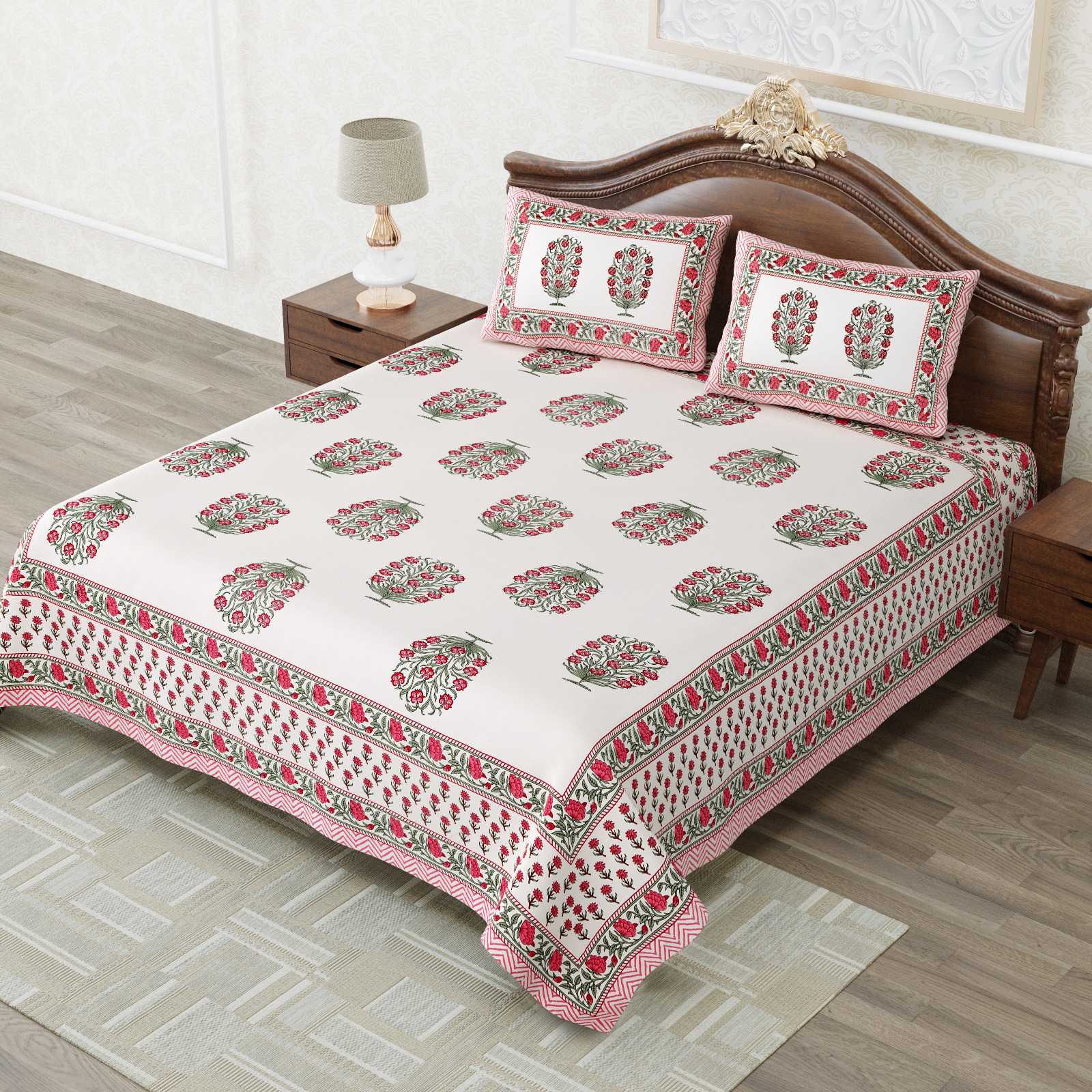 heritage king size cotton nwe trendy colours bedsheet with matching pillow cover