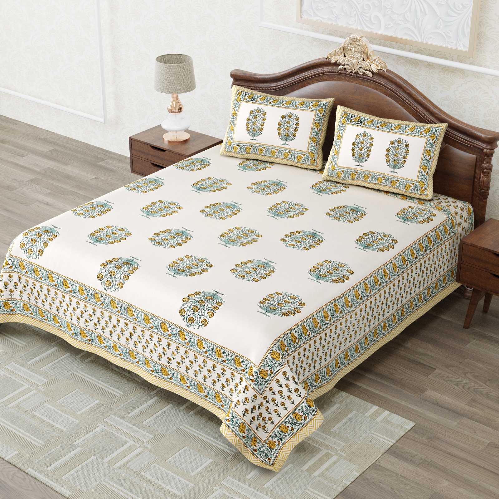 heritage king size cotton nwe trendy colours bedsheet with matching pillow cover