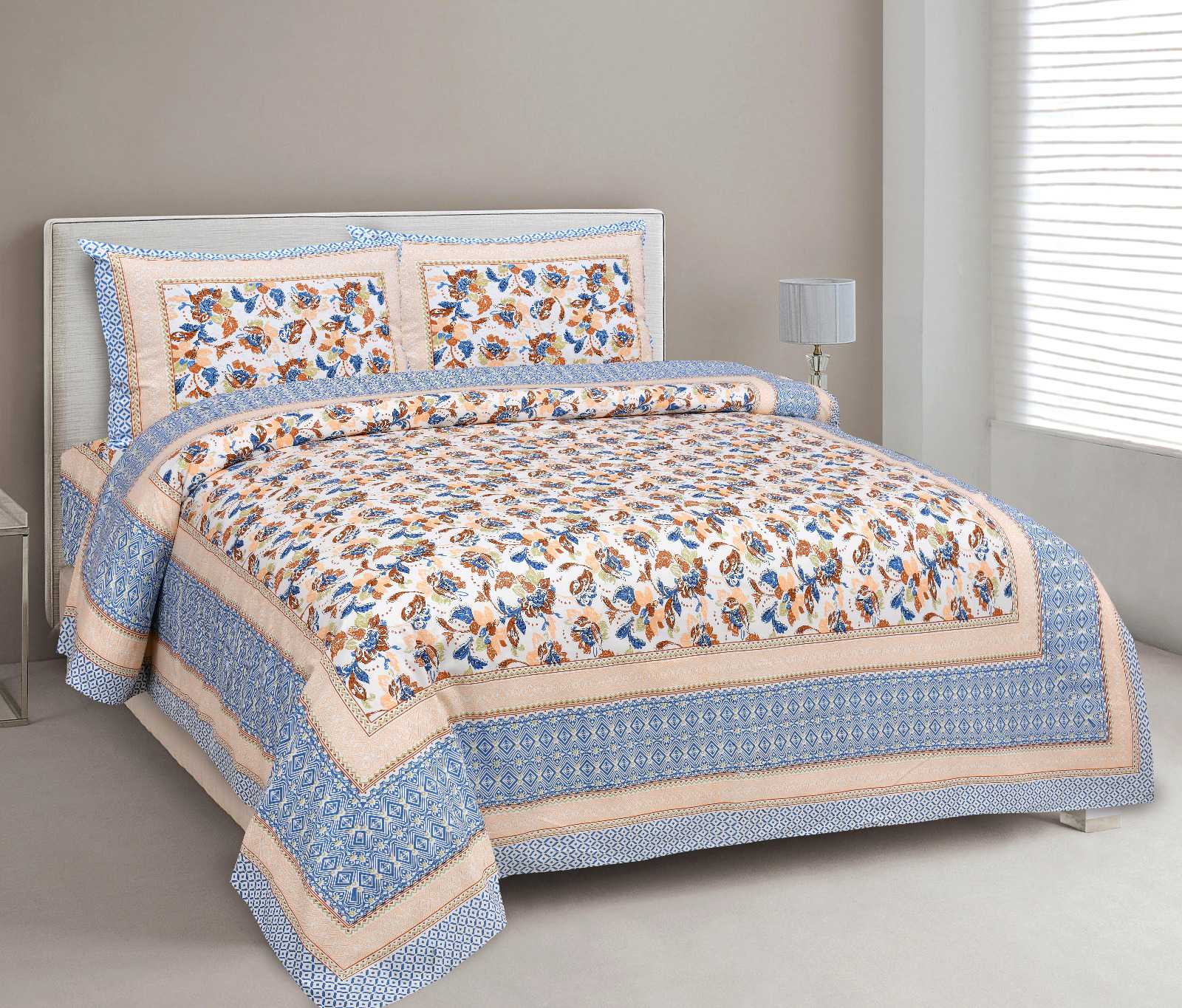 heritage king size cotton nwe trendy colours bedsheet with matching pillow cover