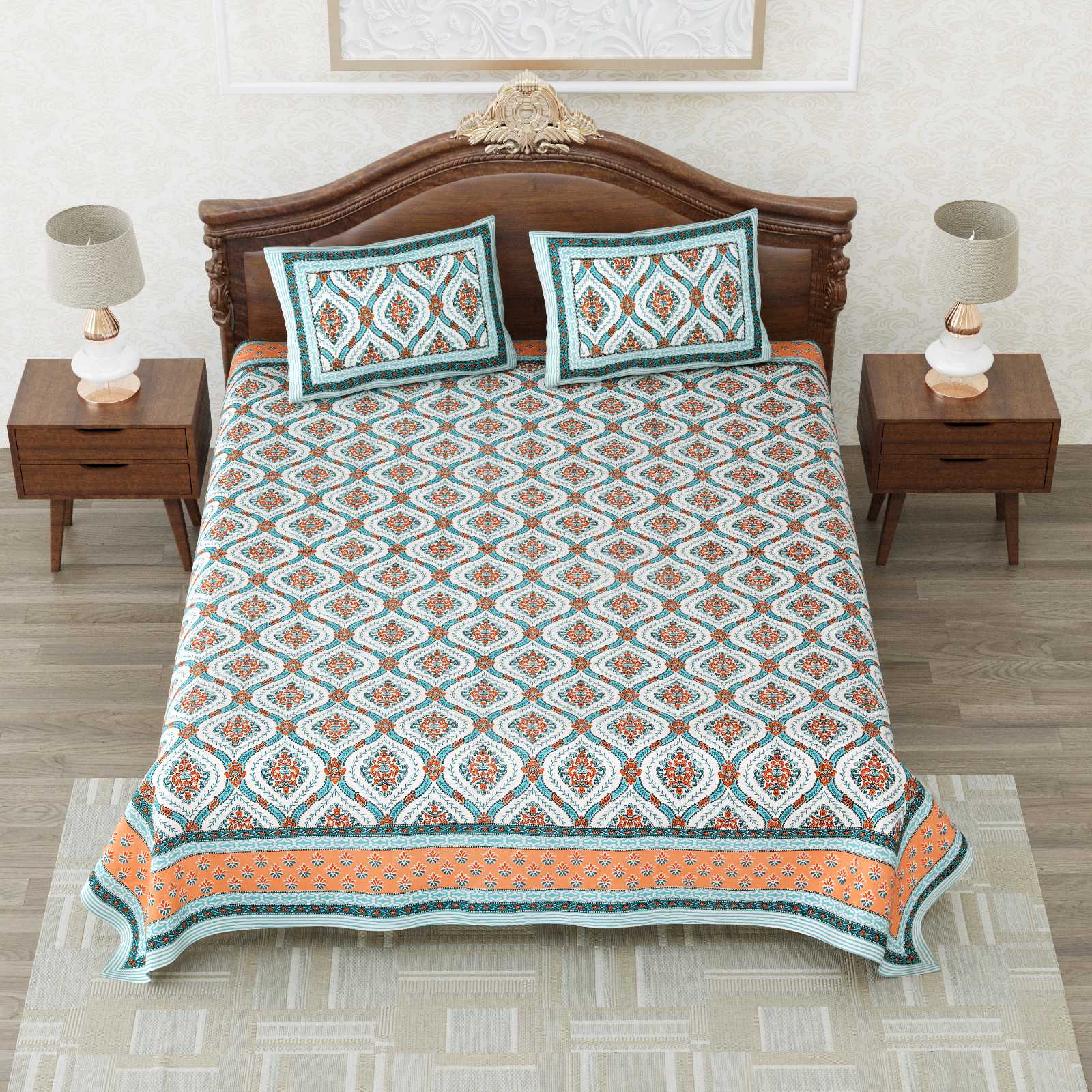 heritage king size cotton nwe trendy colours bedsheet with matching pillow cover
