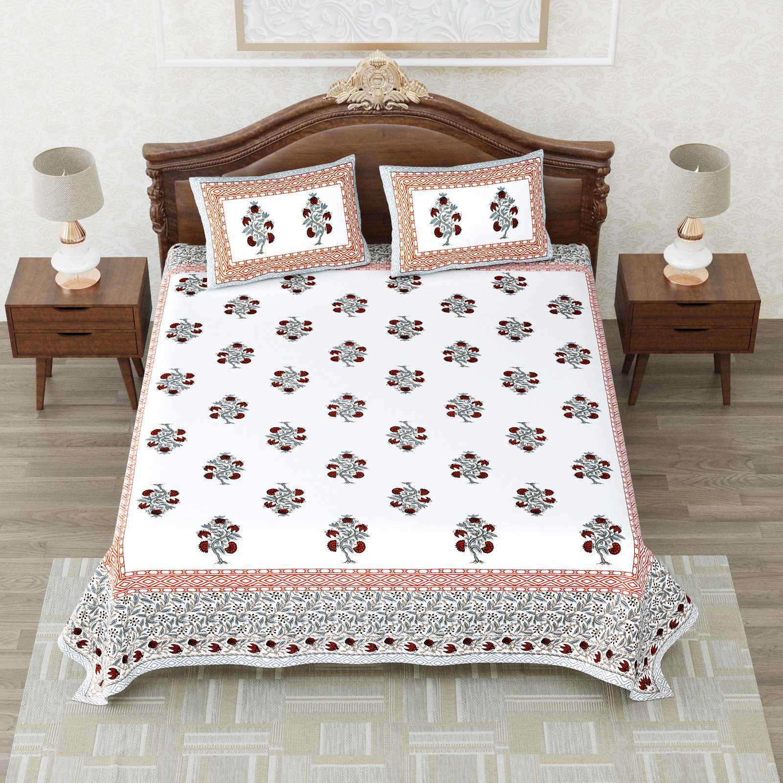 heritage king size cotton nwe trendy colours bedsheet with matching pillow cover