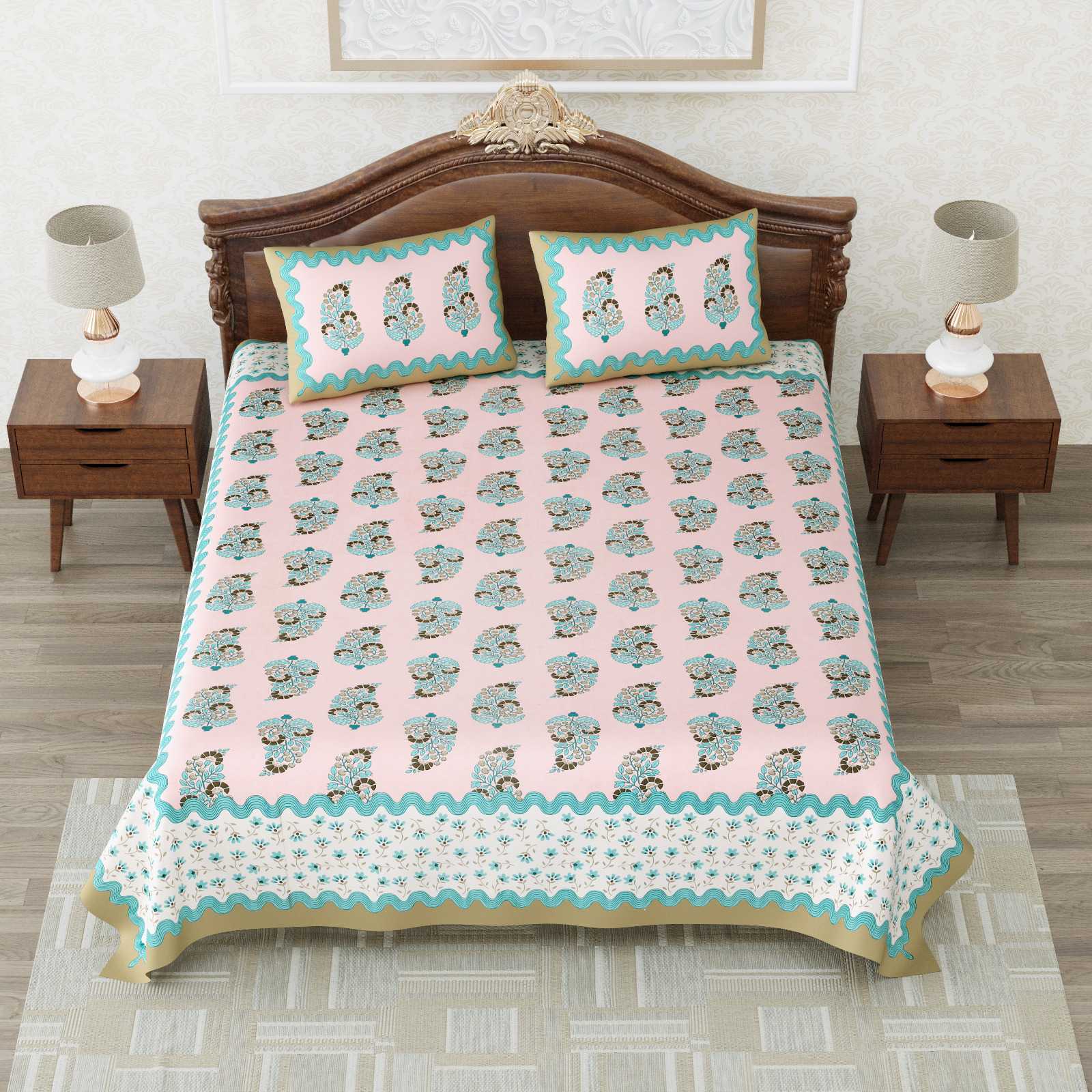 heritage king size cotton nwe trendy colours bedsheet with matching pillow cover