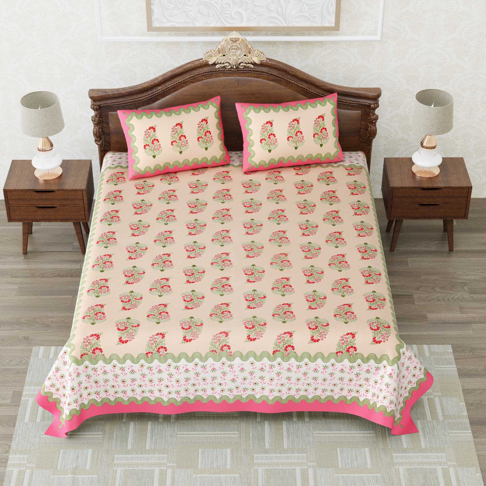 heritage king size cotton nwe trendy colours bedsheet with matching pillow cover
