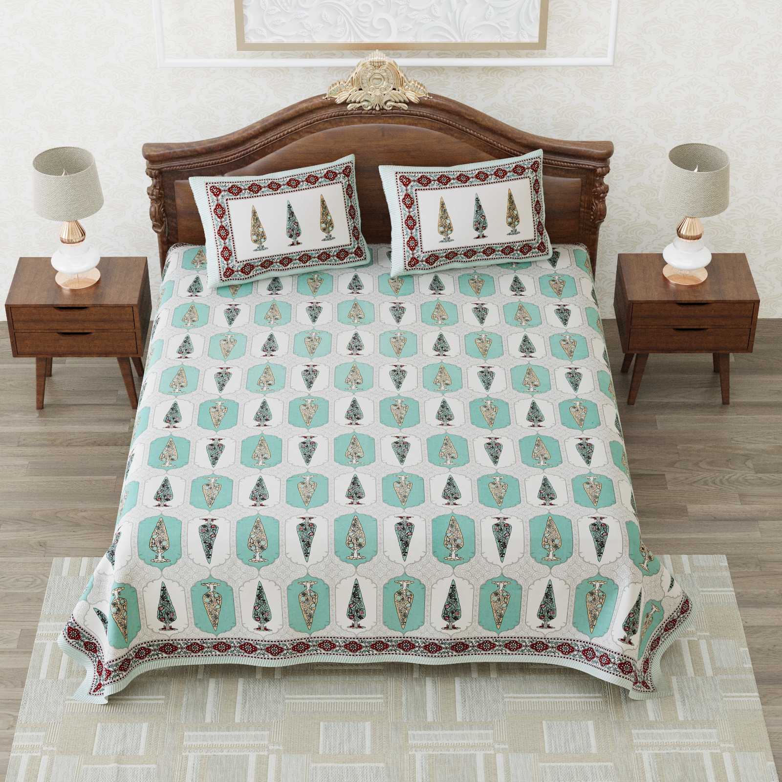heritage king size cotton nwe trendy colours bedsheet with matching pillow cover