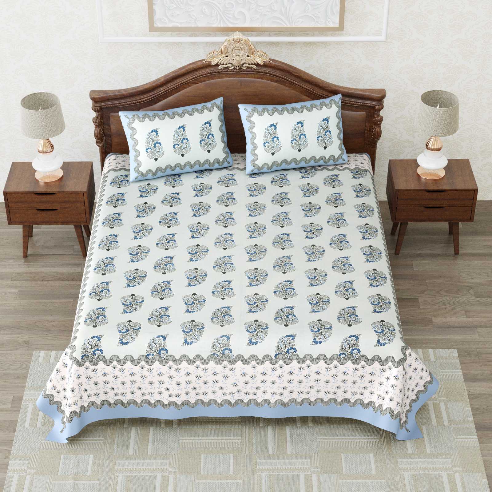 heritage king size cotton nwe trendy colours bedsheet with matching pillow cover