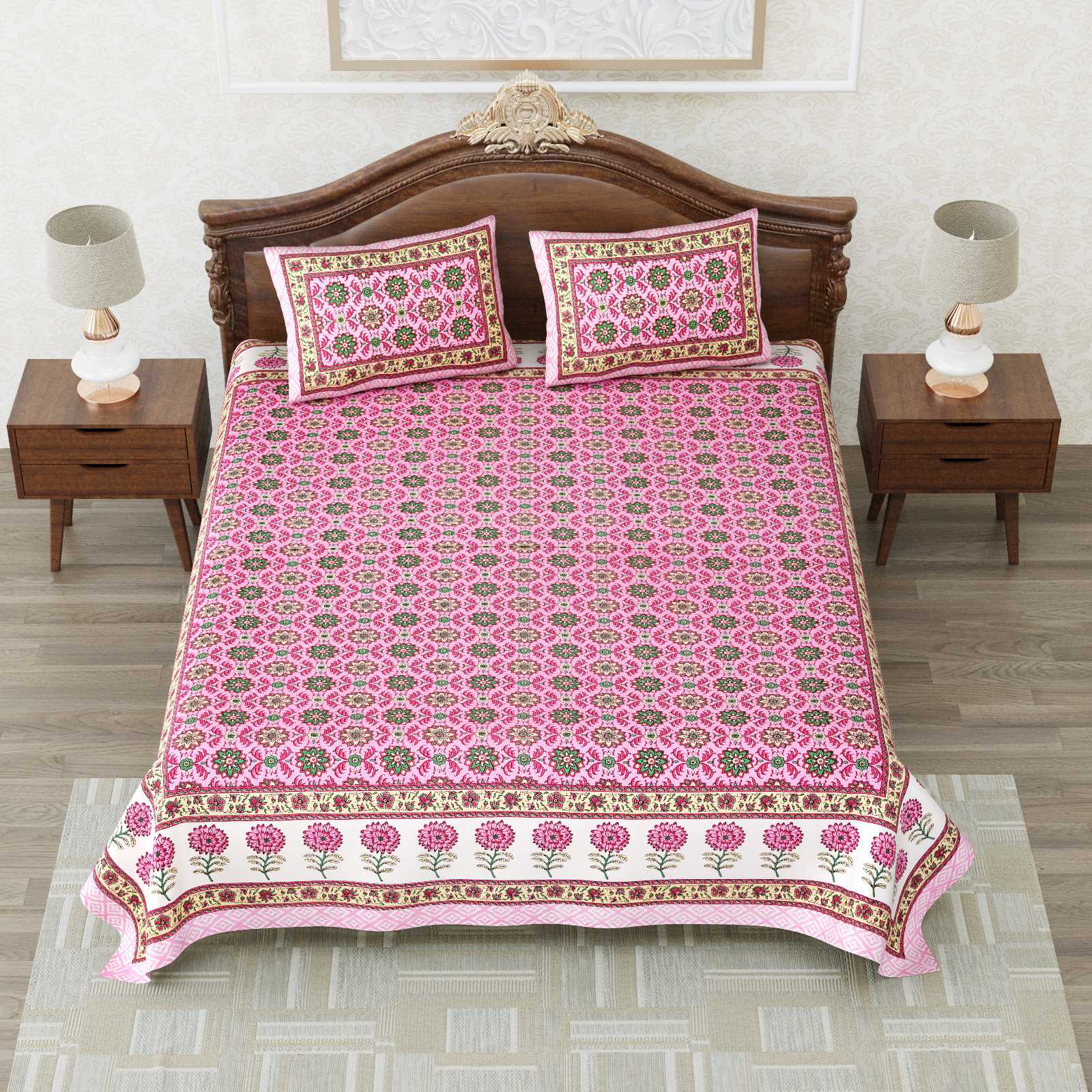 heritage king size cotton nwe trendy colours bedsheet with matching pillow cover