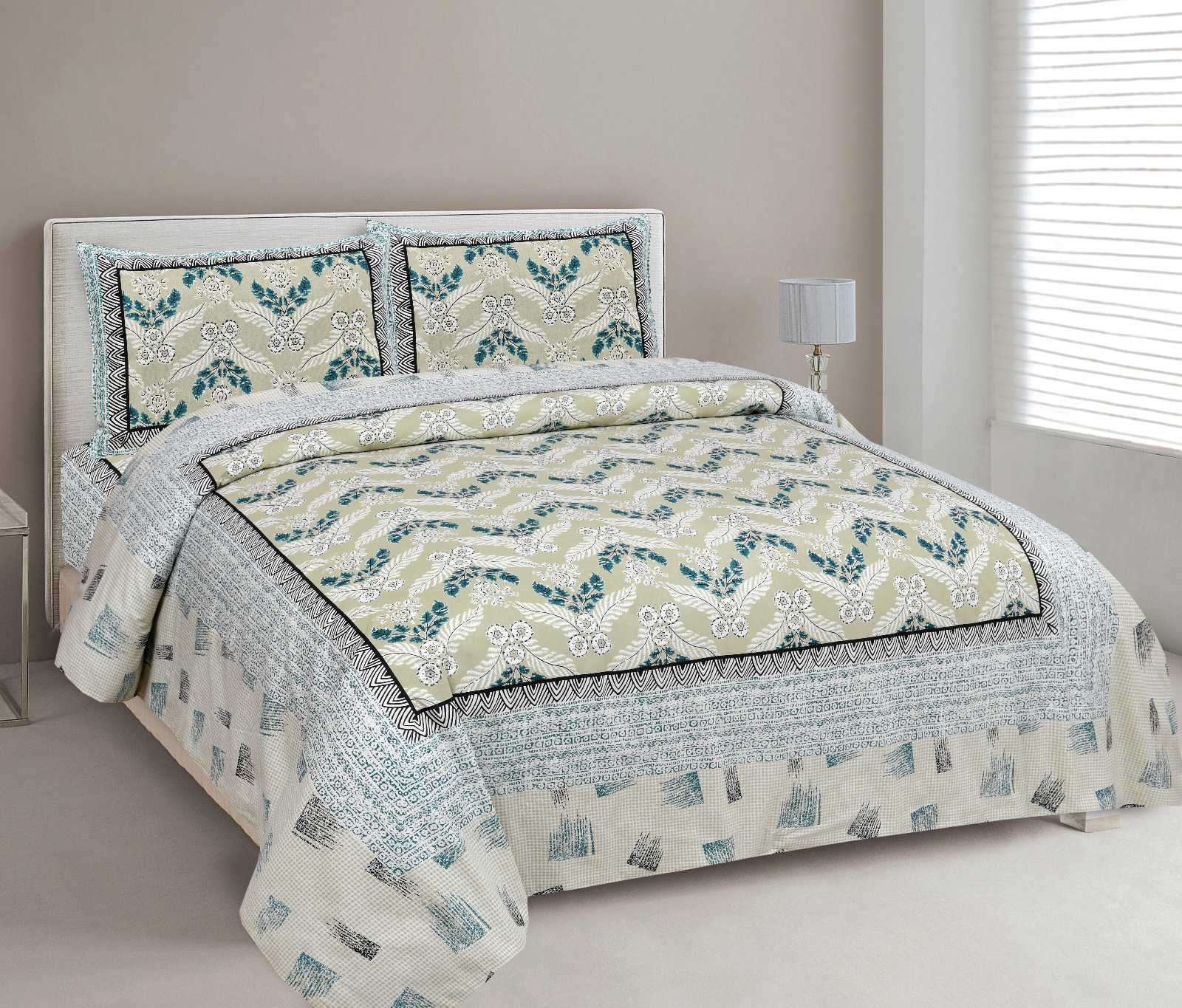 heritage king size cotton nwe trendy colours bedsheet with matching pillow cover