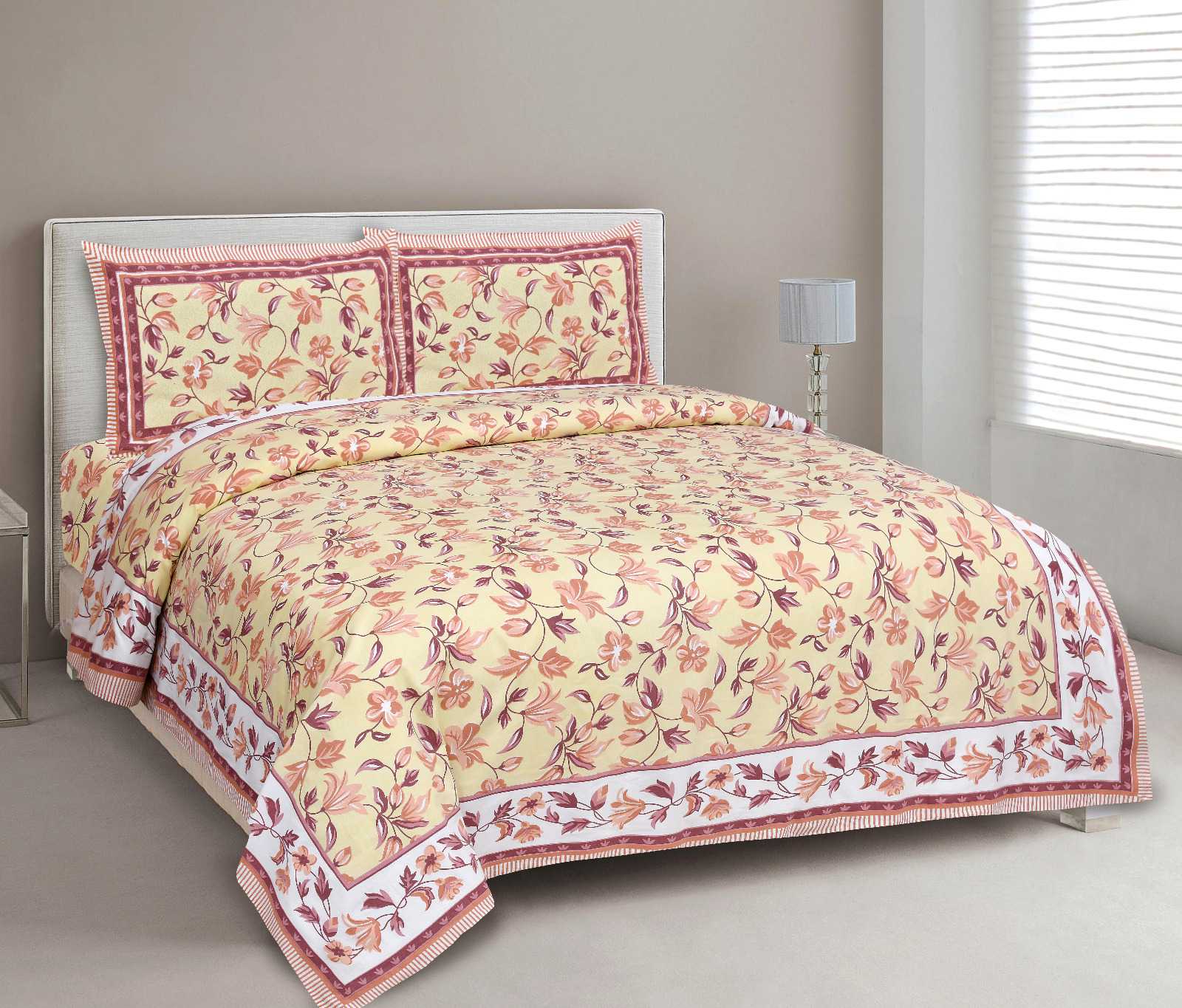 heritage king size cotton nwe trendy colours bedsheet with matching pillow cover