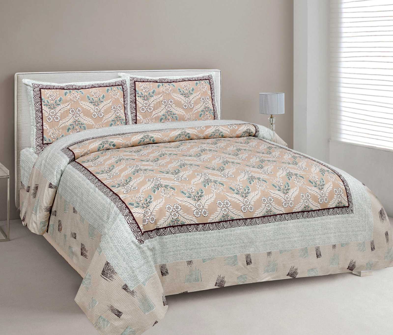 heritage king size cotton nwe trendy colours bedsheet with matching pillow cover
