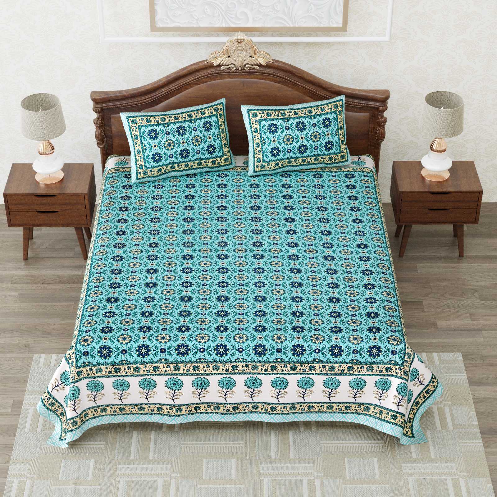 heritage king size cotton nwe trendy colours bedsheet with matching pillow cover