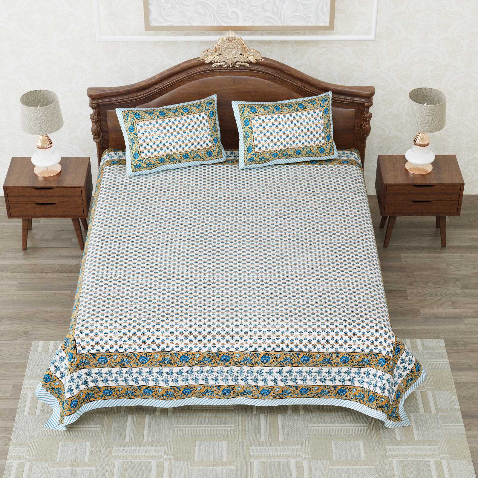 heritage king size cotton nwe trendy colours bedsheet with matching pillow cover