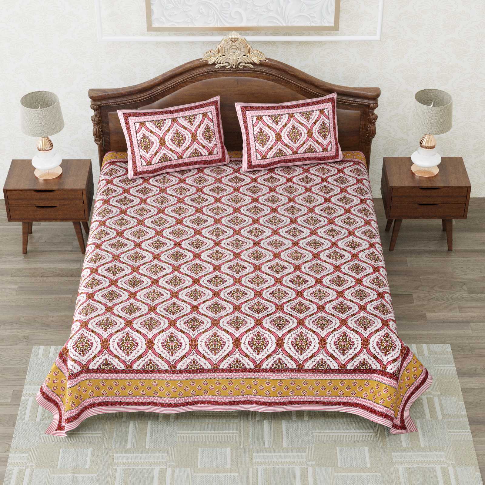heritage king size cotton nwe trendy colours bedsheet with matching pillow cover