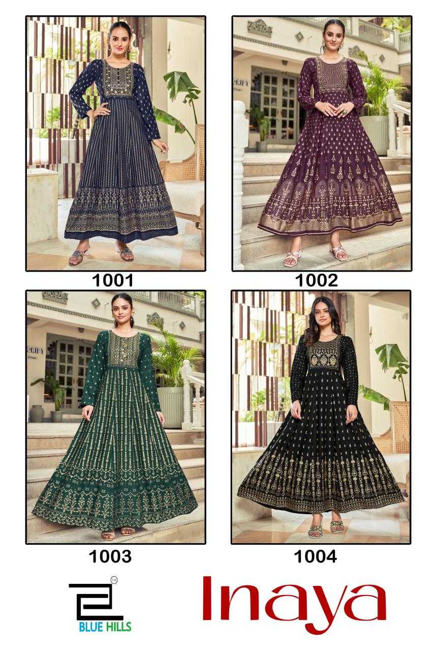 blue hills inaya neck work stylish look fully stitch big size anarkali gown  