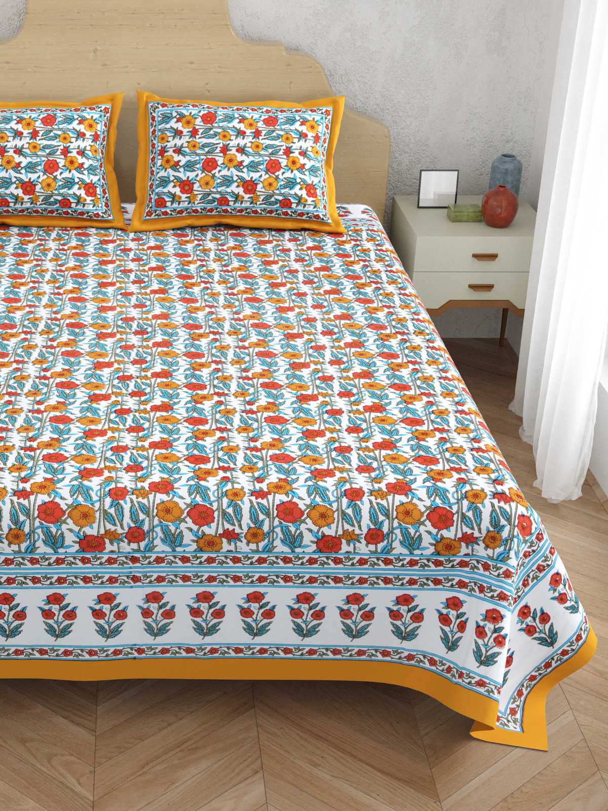 pr atulaya latest design king size cotton fancy bedsheet with pillow covers exports 