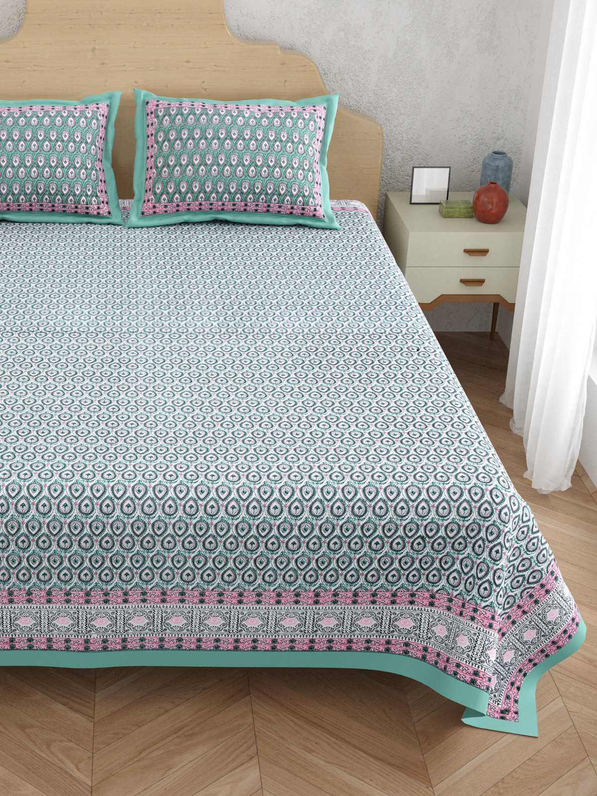 pr atulaya latest design king size cotton fancy bedsheet with pillow covers exports 