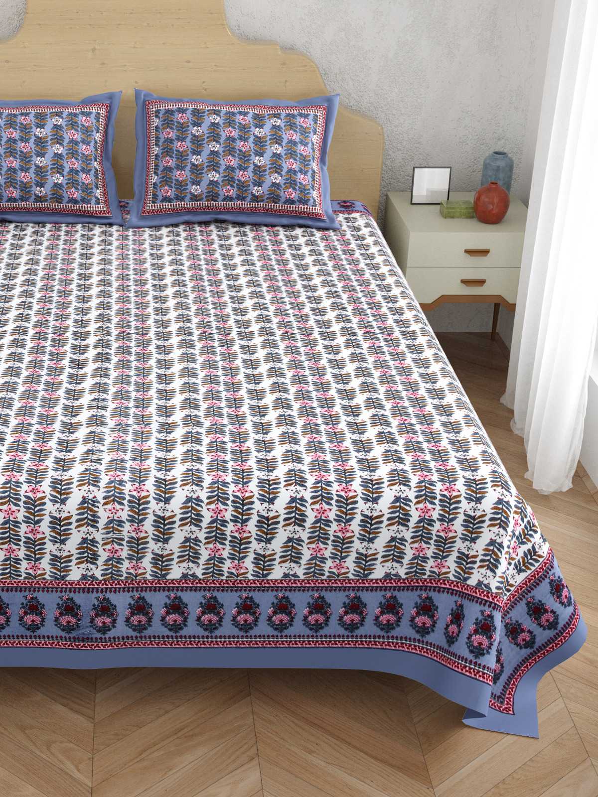 pr atulaya latest design king size cotton fancy bedsheet with pillow covers exports 