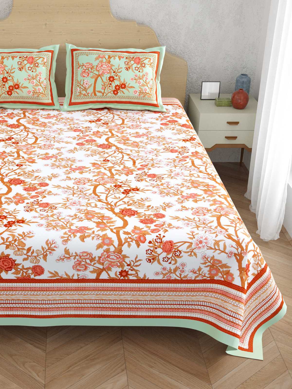 pr atulaya latest design king size cotton fancy bedsheet with pillow covers exports 