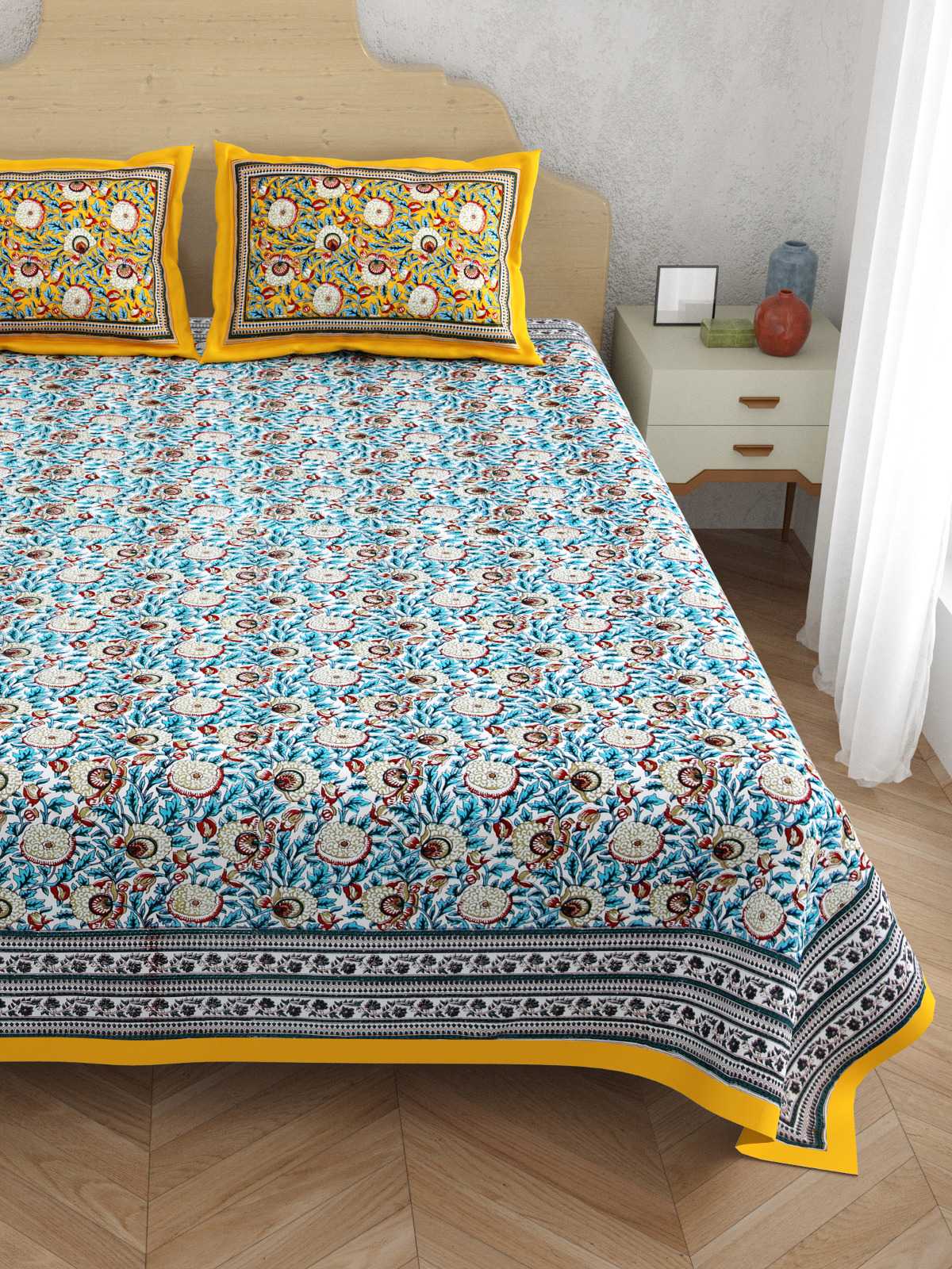 pr atulaya latest design king size cotton fancy bedsheet with pillow covers exports 