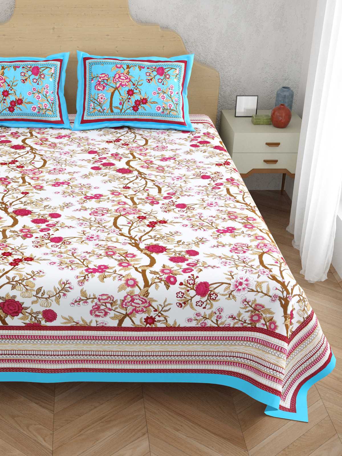 pr atulaya latest design king size cotton fancy bedsheet with pillow covers exports 