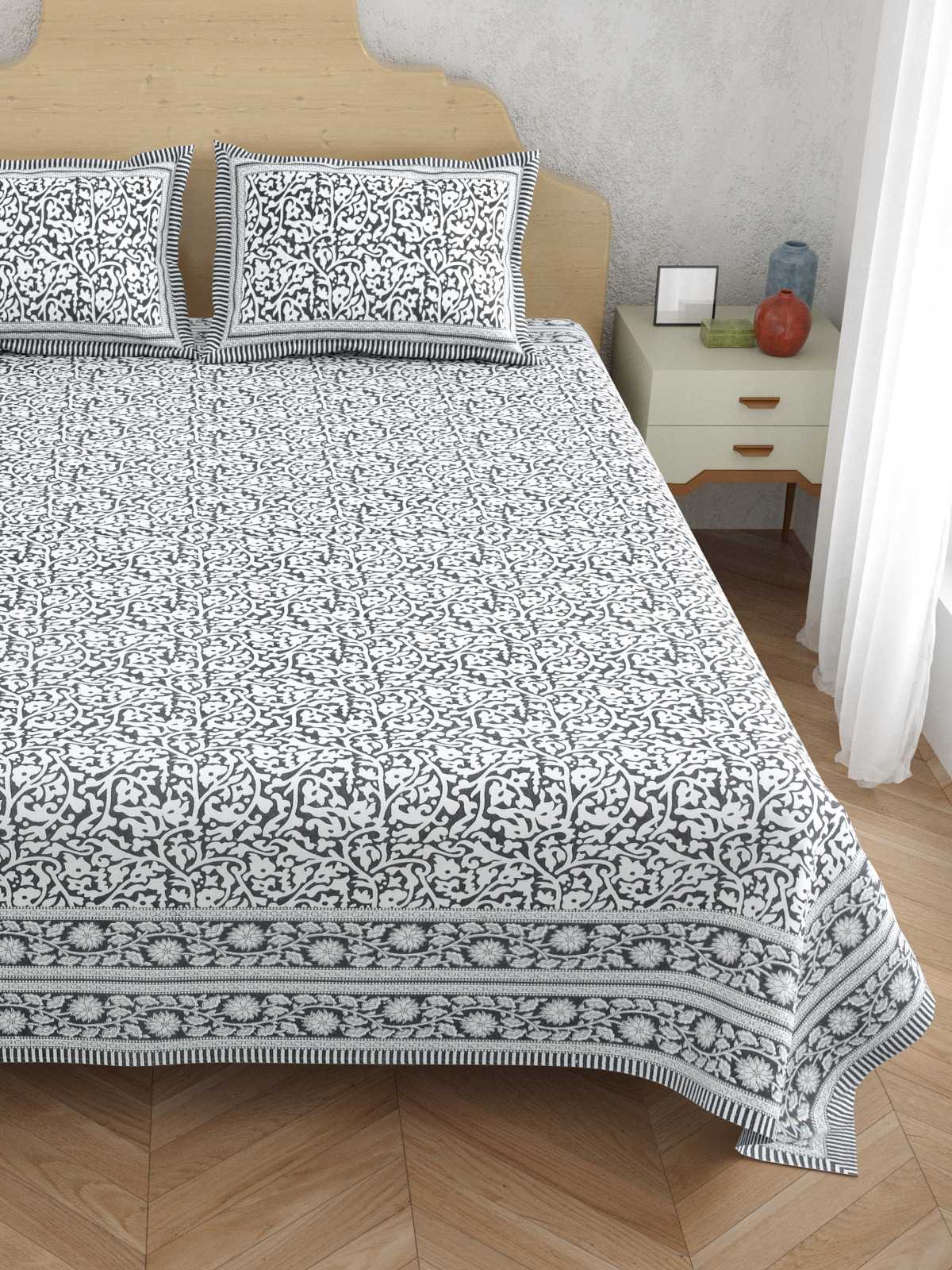 pr atulaya latest design king size cotton fancy bedsheet with pillow covers exports 