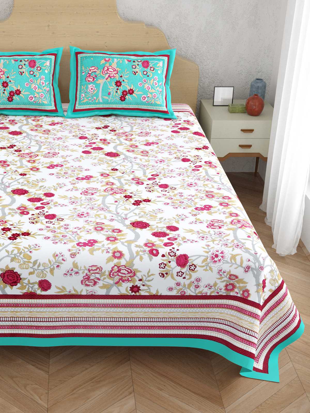 pr atulaya latest design king size cotton fancy bedsheet with pillow covers exports 