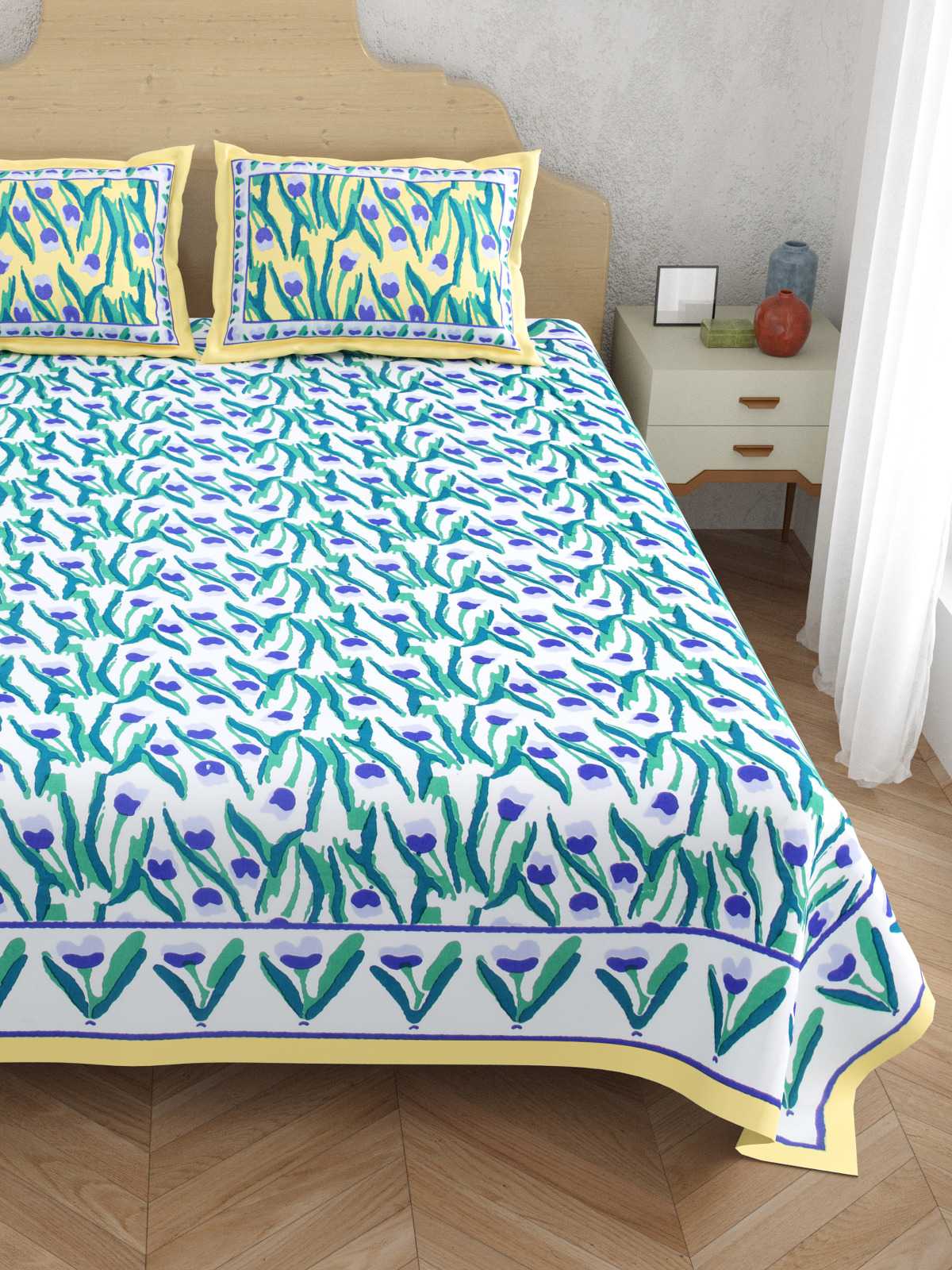 pr atulaya latest design king size cotton fancy bedsheet with pillow covers exports 