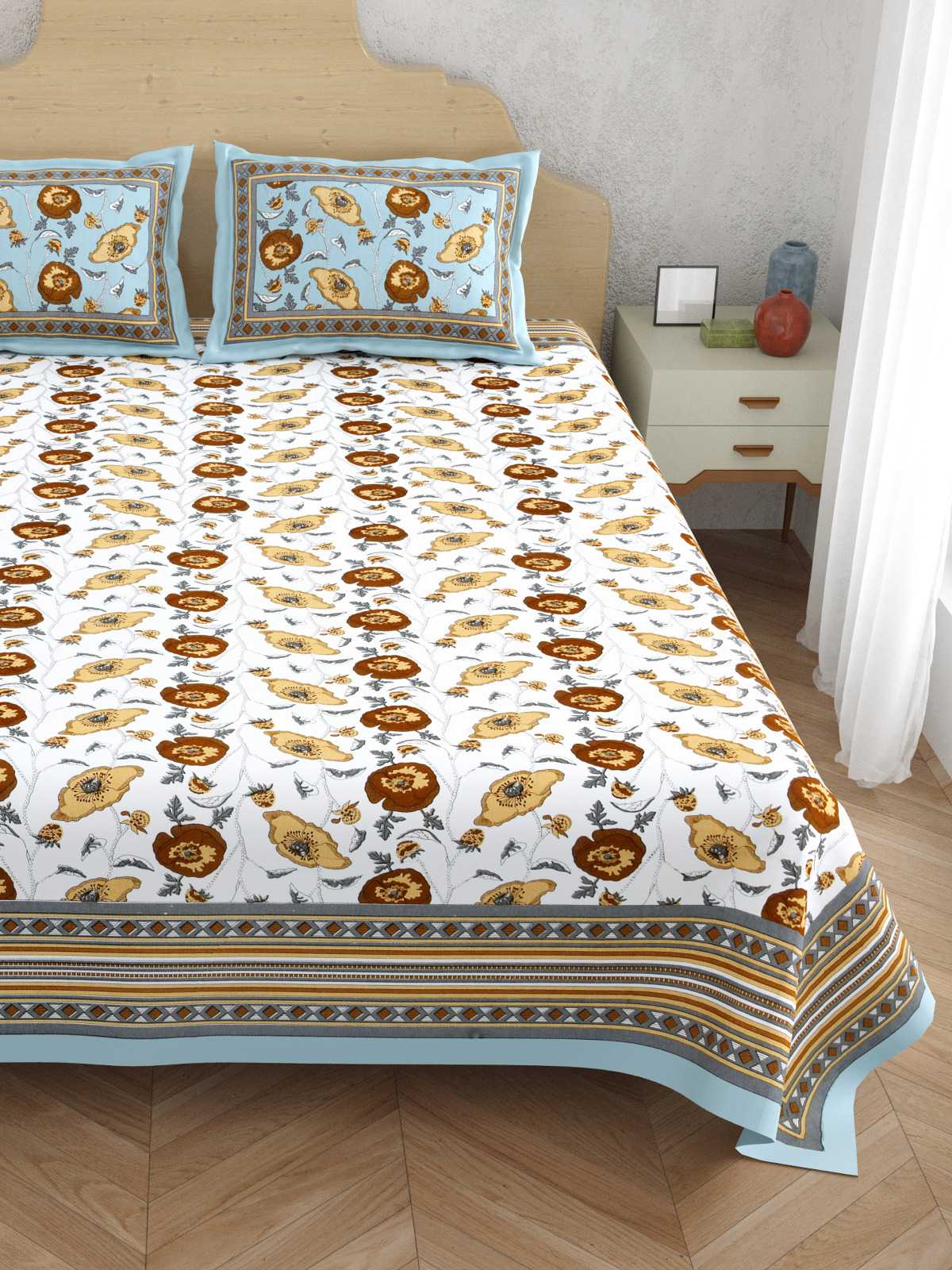 pr atulaya latest design king size cotton fancy bedsheet with pillow covers exports 