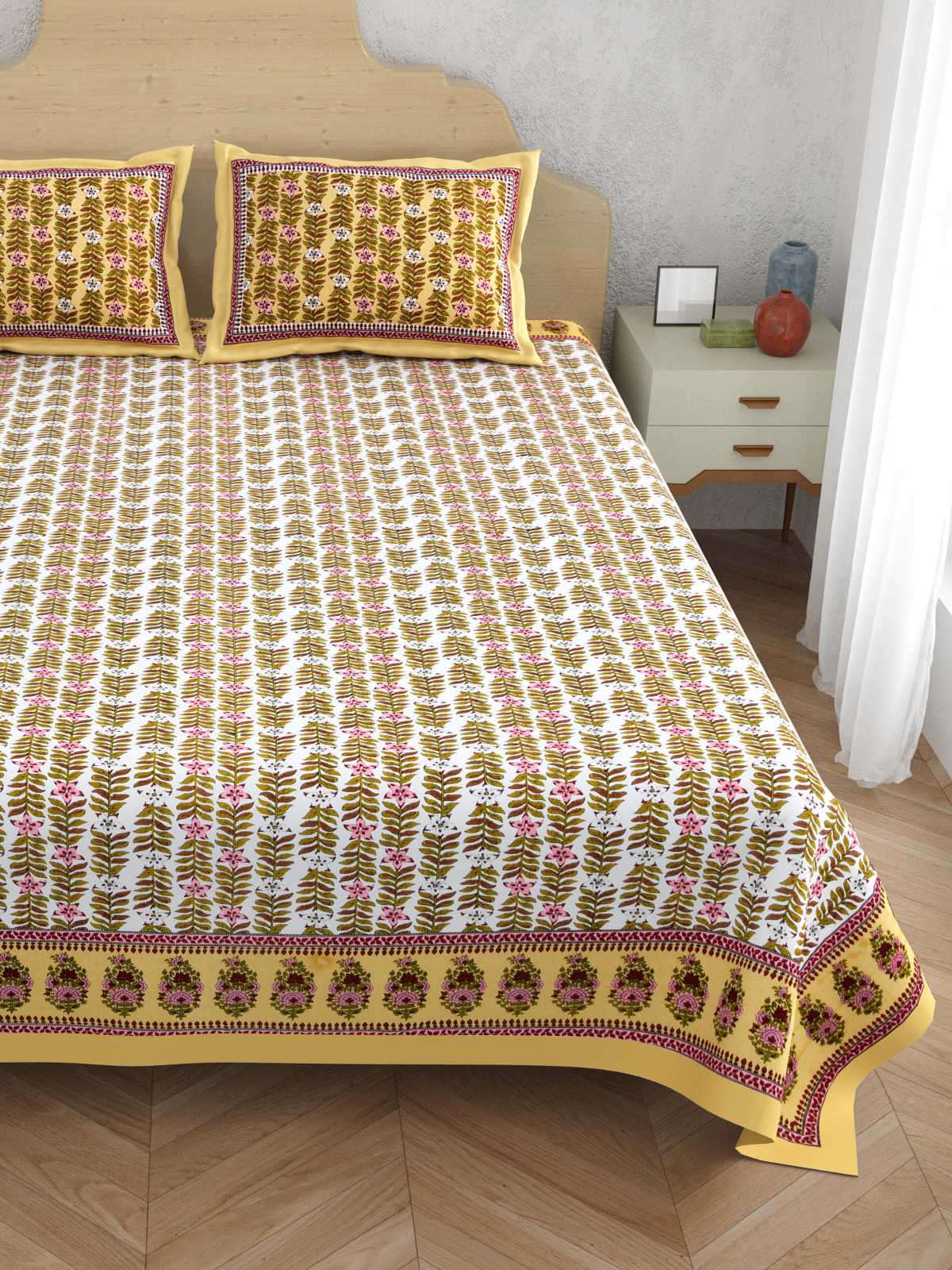 pr atulaya latest design king size cotton fancy bedsheet with pillow covers exports 