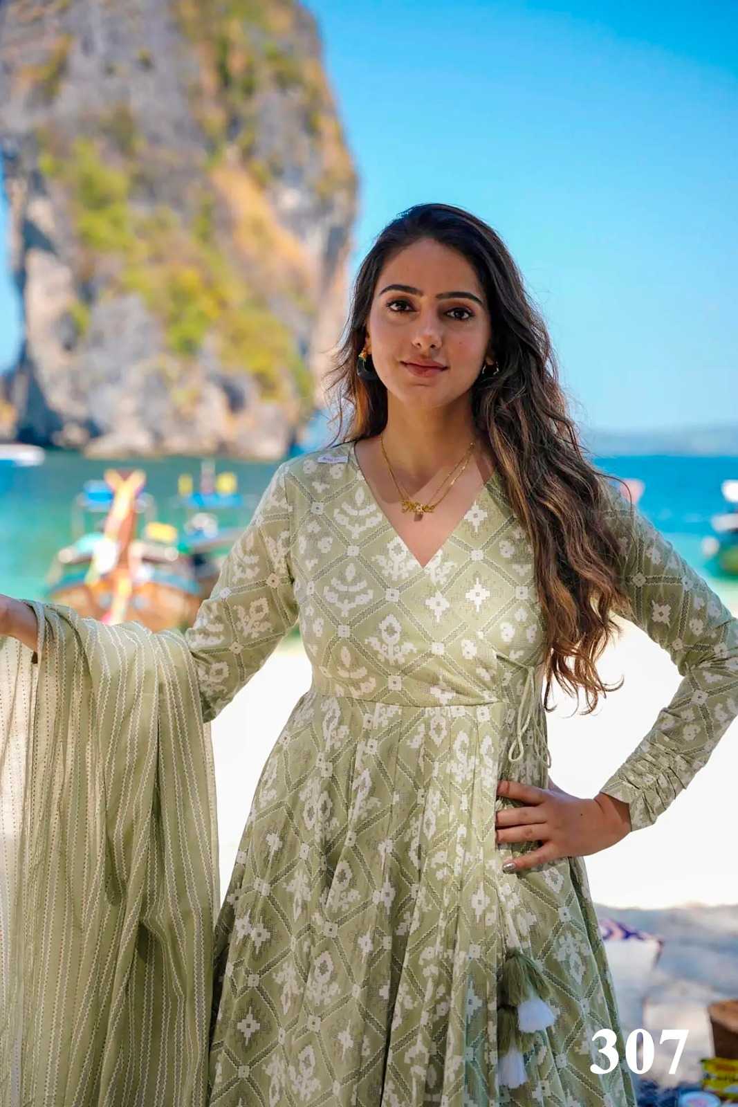 pr clora vol 3 ethnic design muslin fully stitch big size palazzo style flair 3pcs dress 