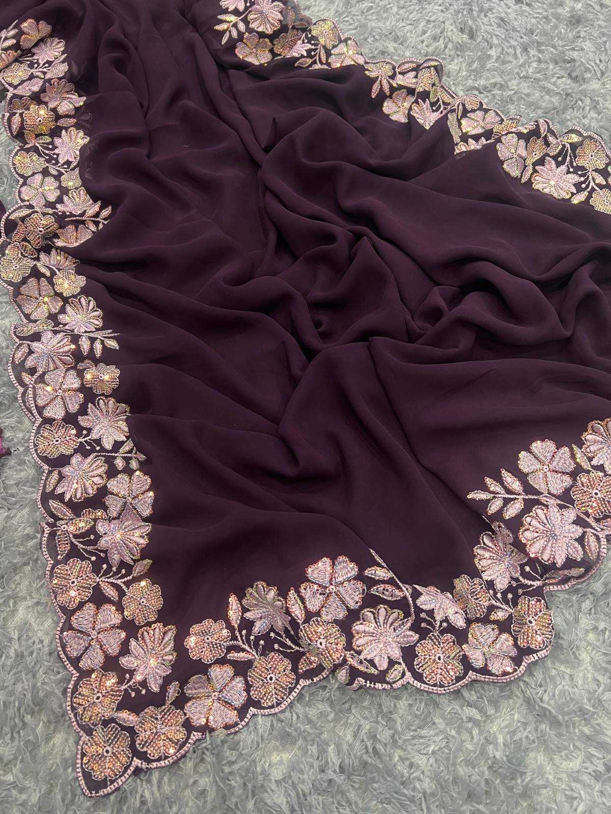 pr kc 2005 fancy georgette elegance style sequence work saree with blouse 