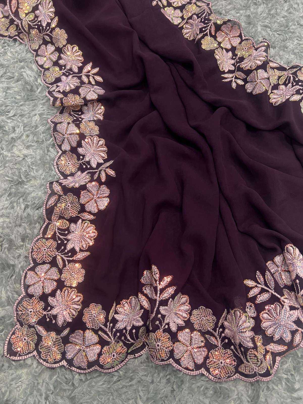 pr kc 2005 fancy georgette elegance style sequence work saree with blouse 