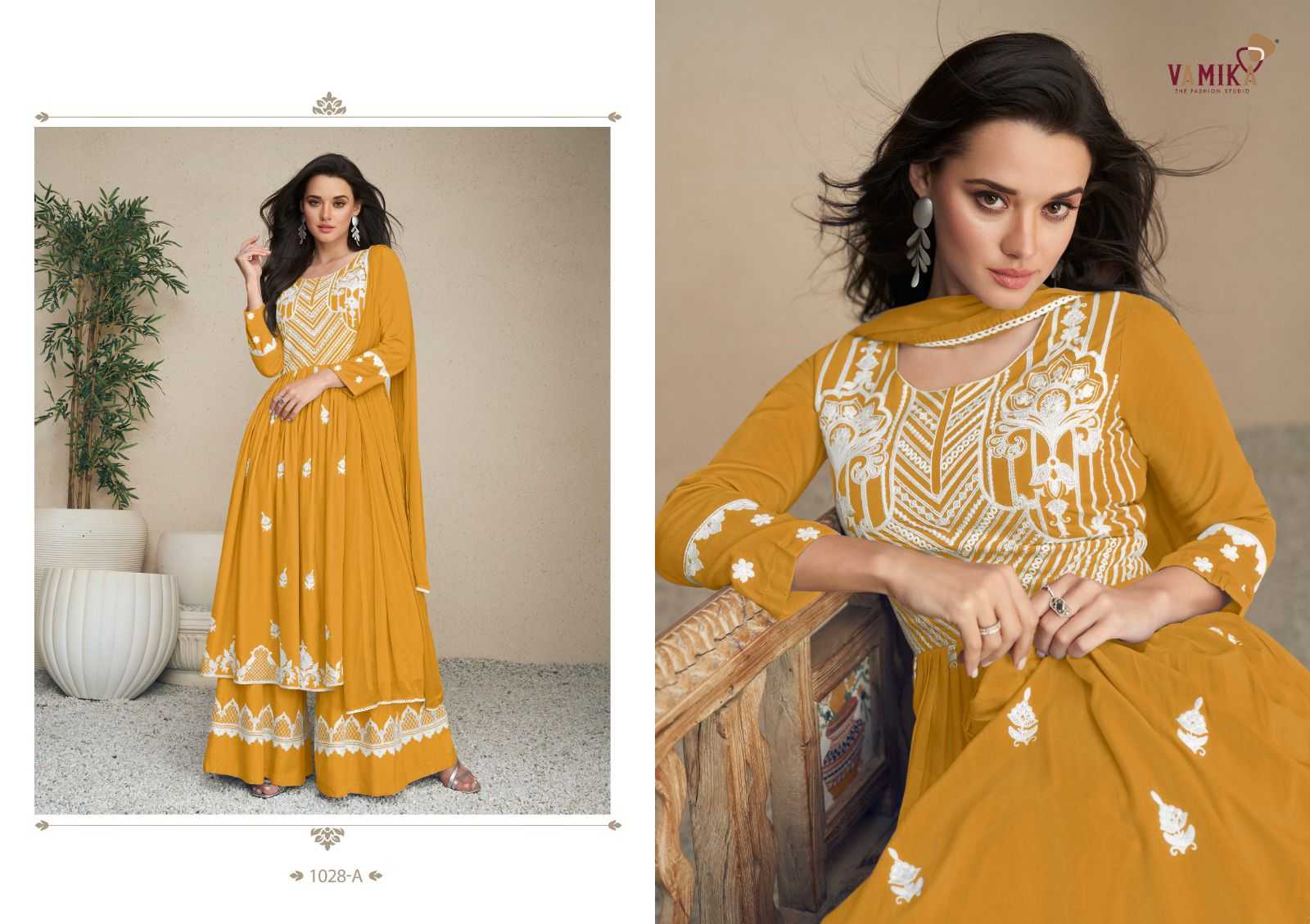 lakhnavi vol 5 vamika light color readymade rayon palazzo kurti with dupatta 
