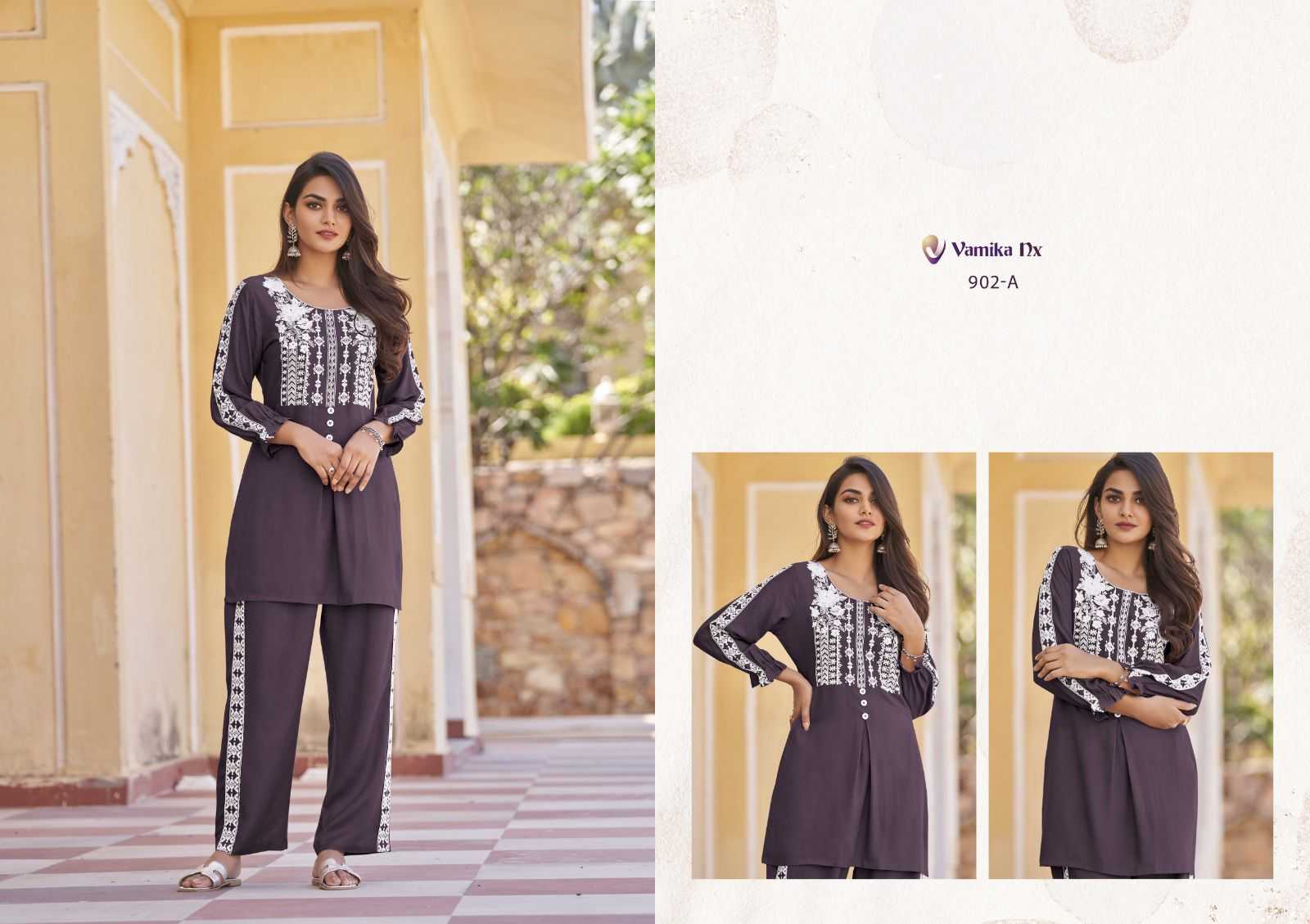 vintage platnium by vamika rayon elegant syle rayon fully stitch co-ord set 