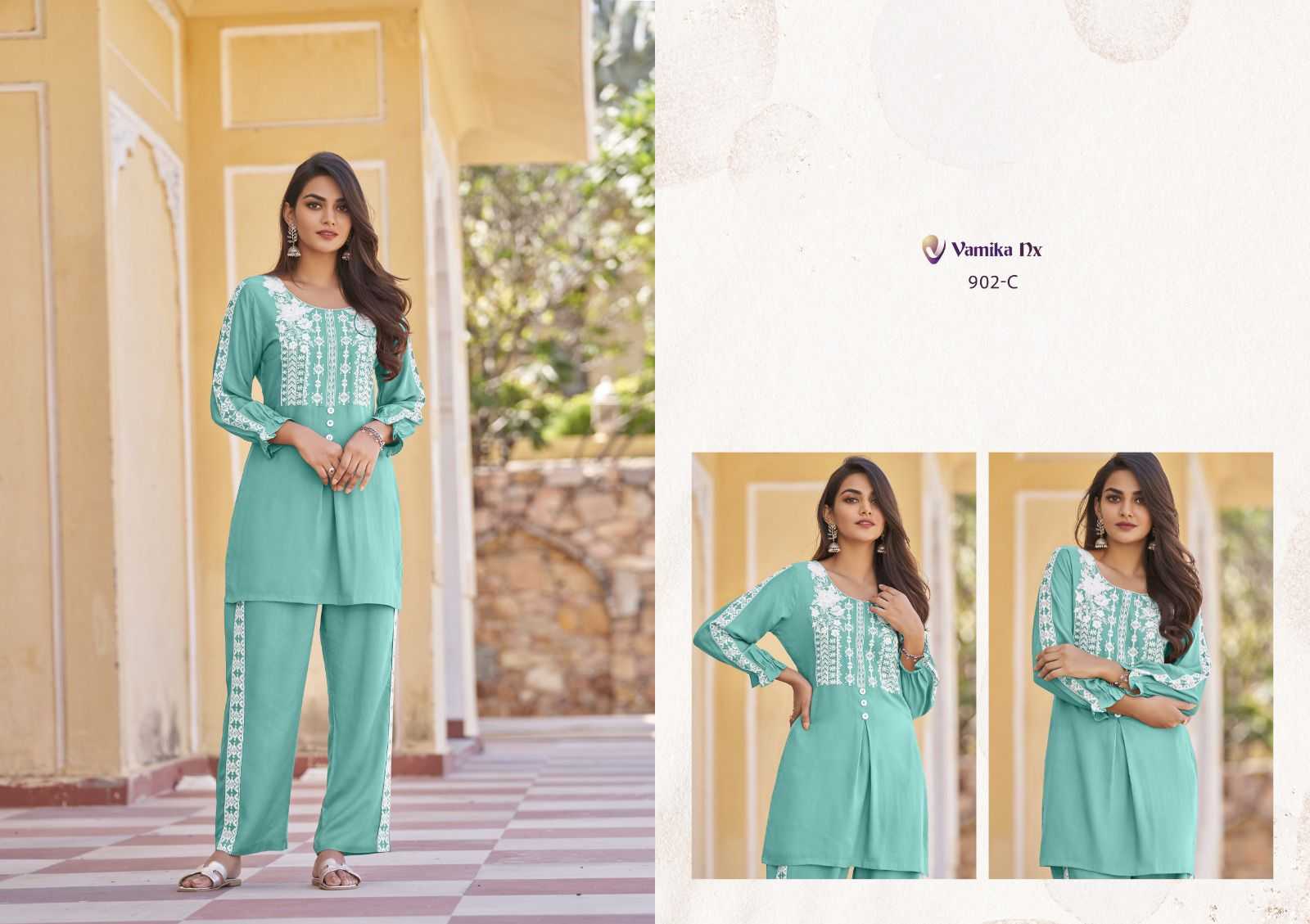 vintage platnium by vamika rayon elegant syle rayon fully stitch co-ord set 