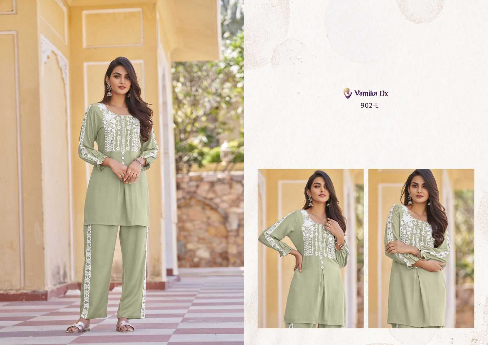 vintage platnium by vamika rayon elegant syle rayon fully stitch co-ord set 