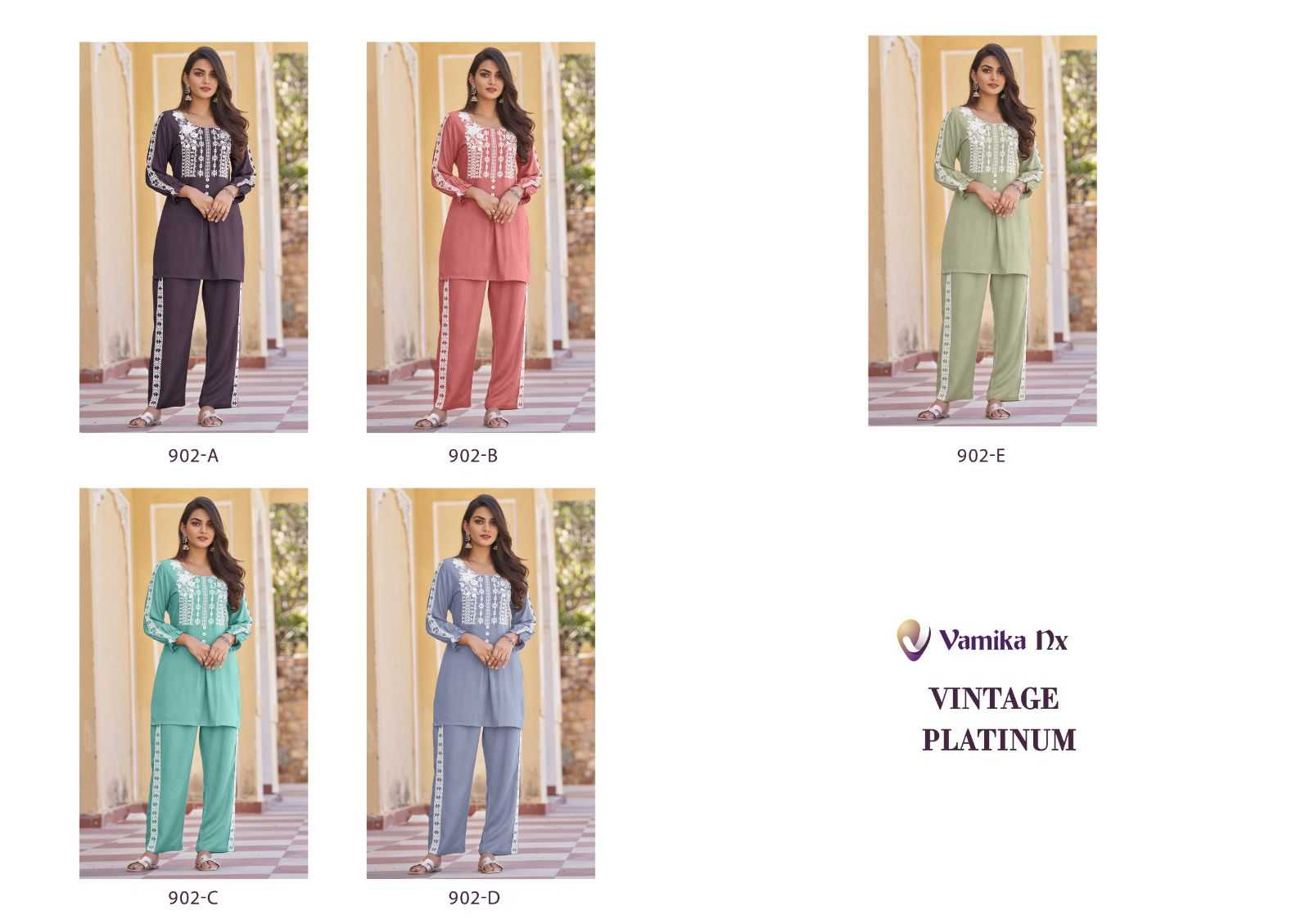 vintage platnium by vamika rayon elegant syle rayon fully stitch co-ord set 