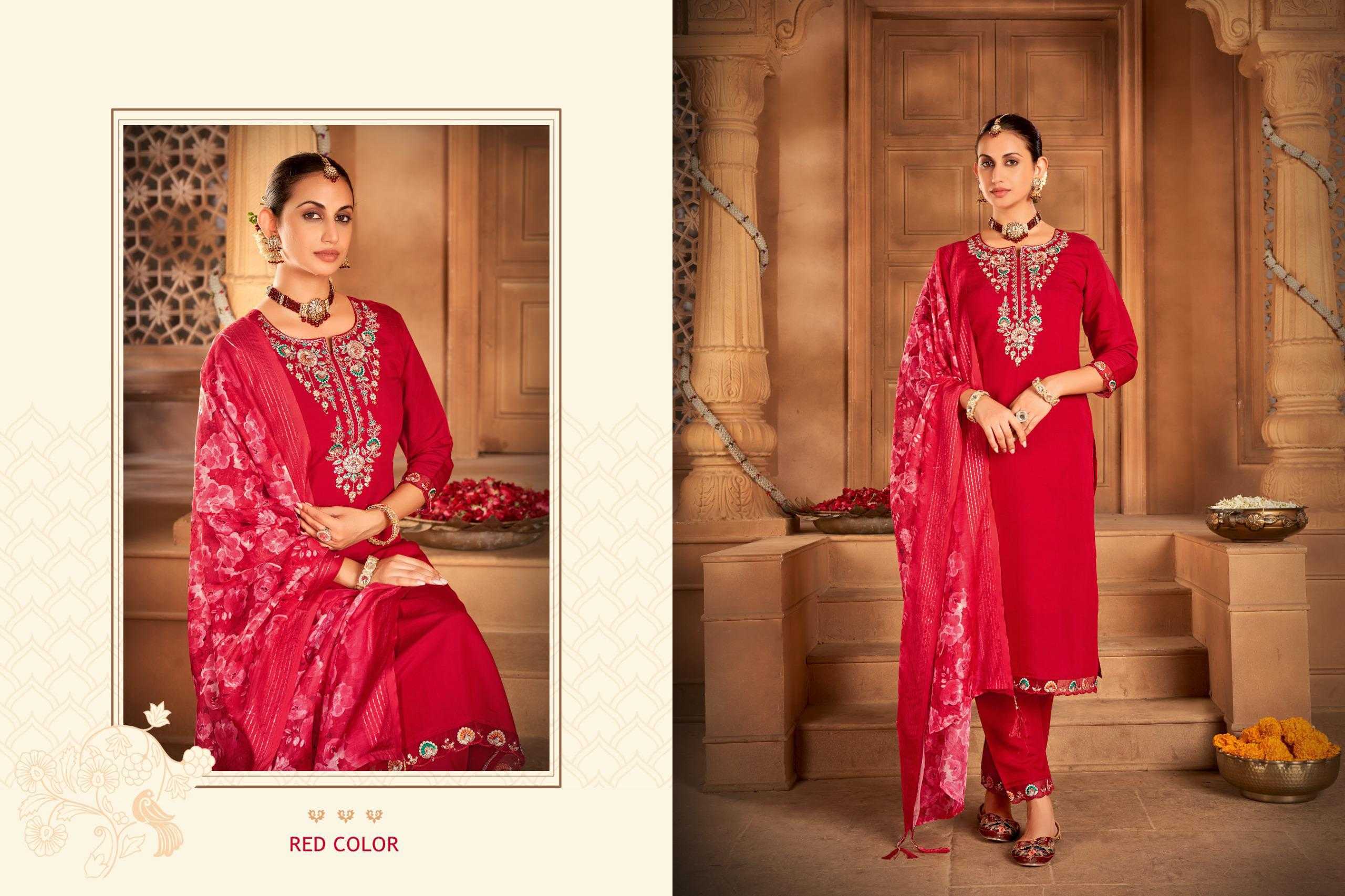 isavasyam corporation shringar classic readymade roman silk combo suit 