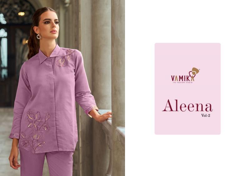vamika aleena vol 2 viscose chanderi fullstitch trendy cord set