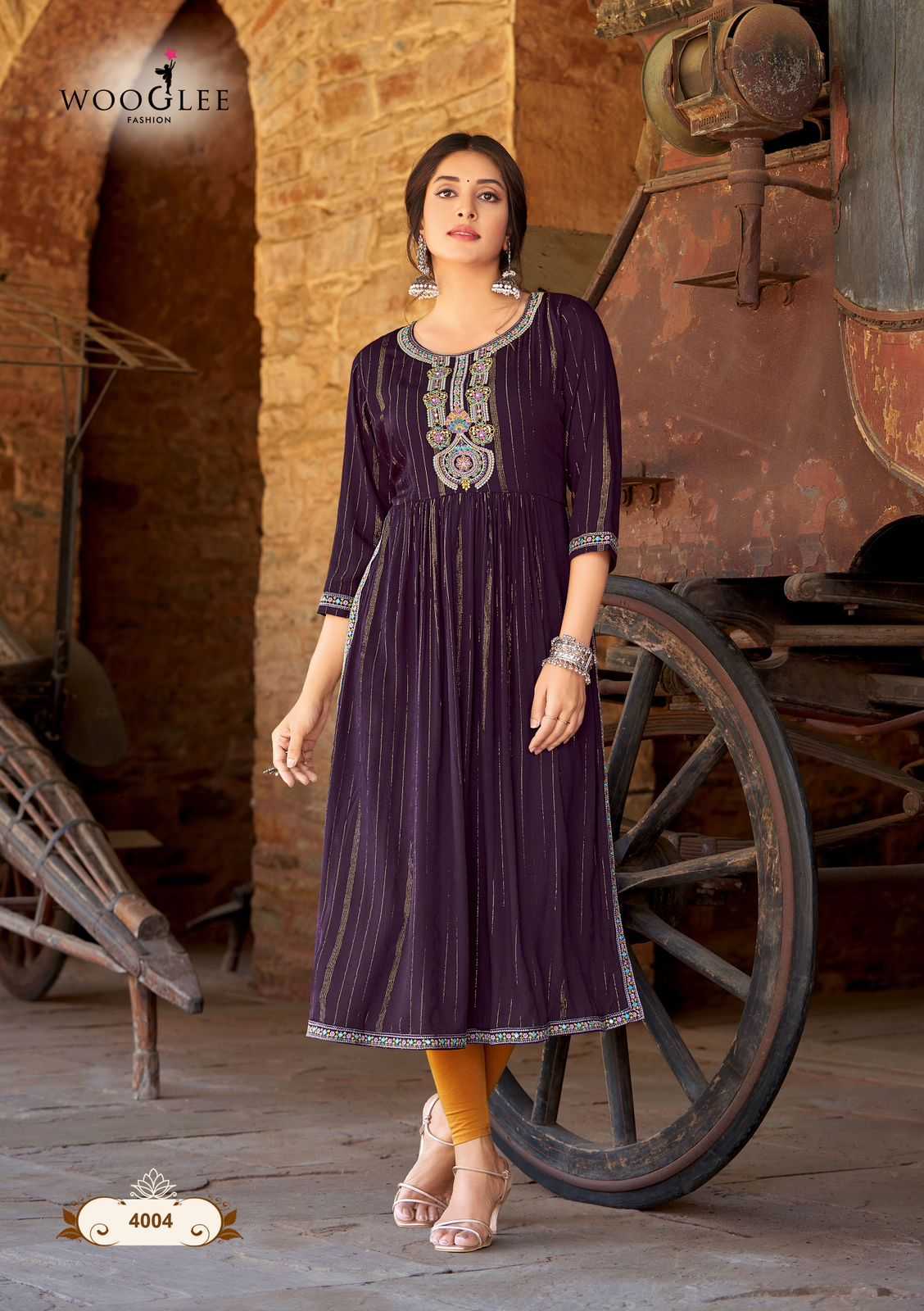 wooglee ananta fullstitch big size wrinkle rayon unique long kurti 