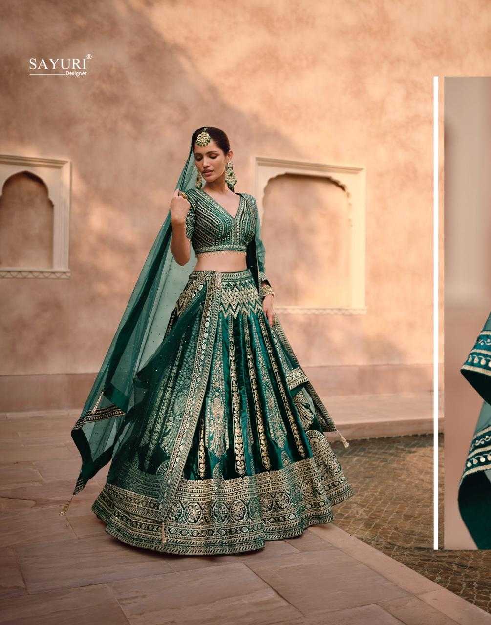 sayuri designer heritage bridal nx fullstitch viscose velvet silk wedding chaniya choli